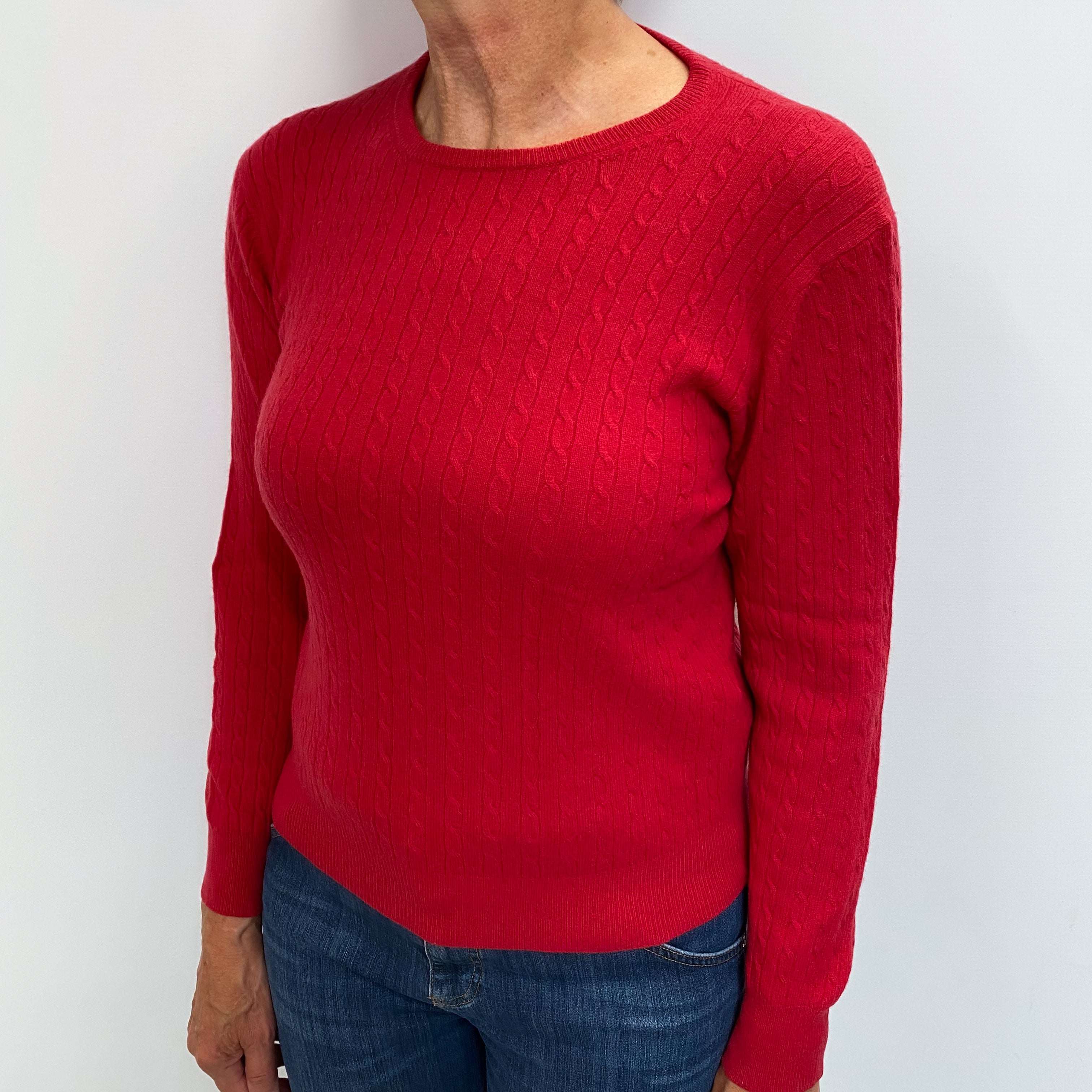 Post Box Red Cashmere Crew Neck Jumper Medium