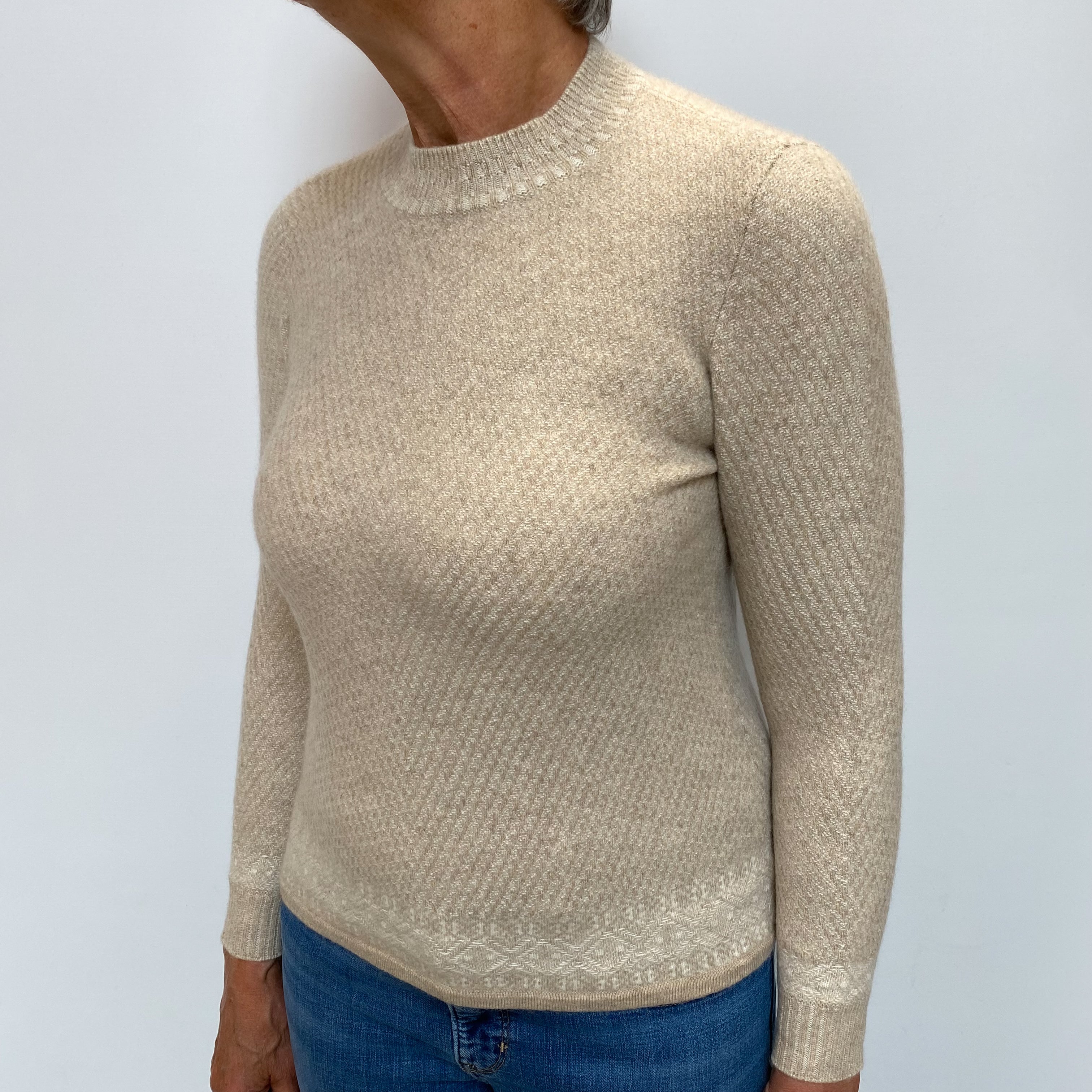 Cream Beige Cashmere Turtle Neck Jumper Medium
