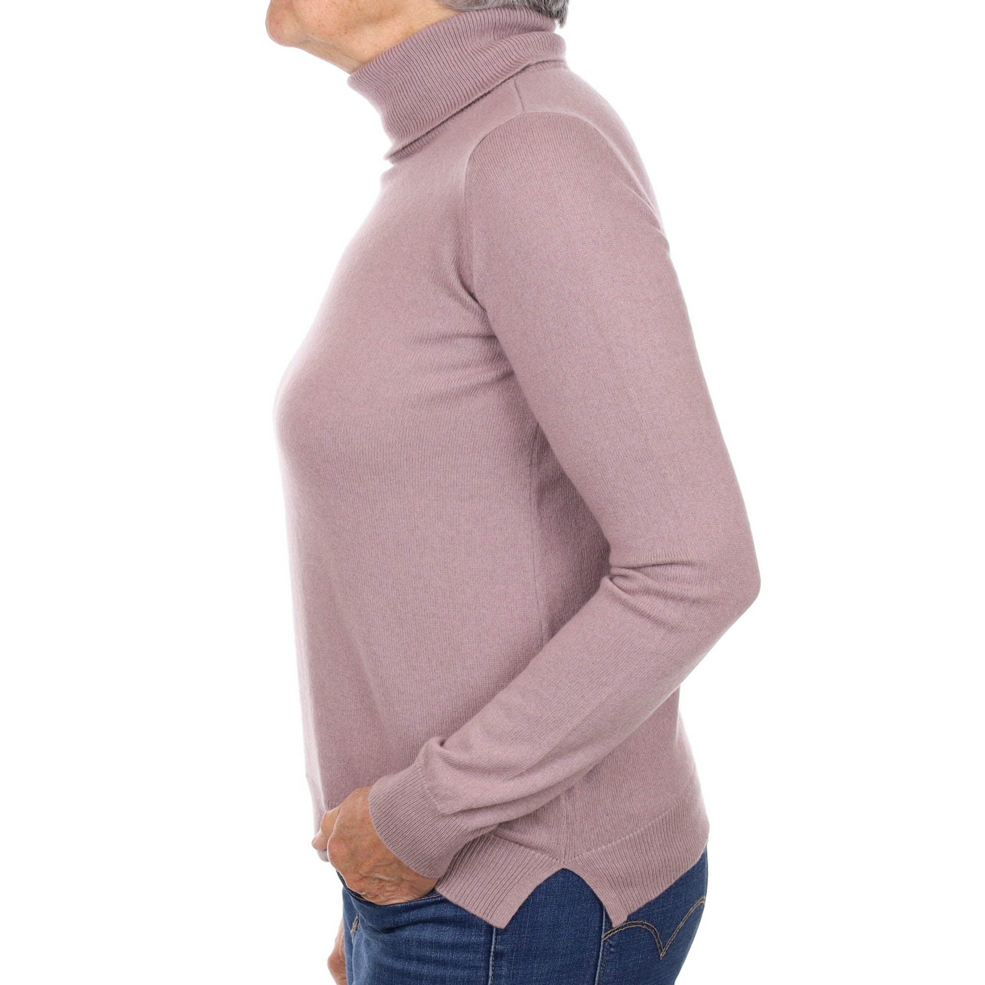 Orvis Dusky Purple Cashmere Polo Neck Jumper Medium