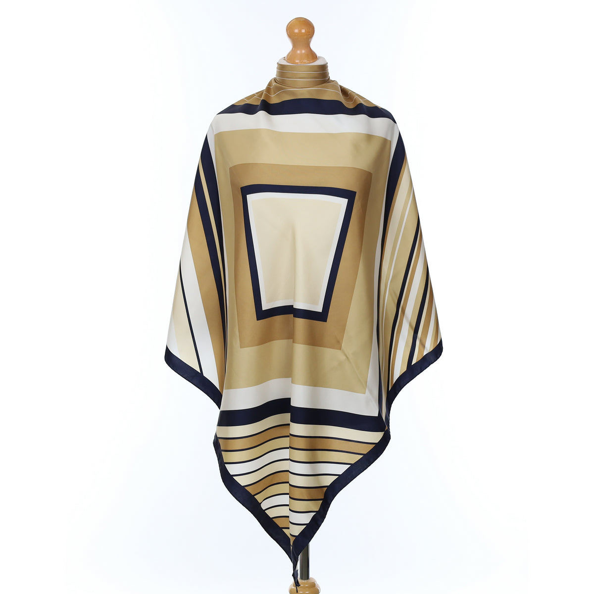 Black And Beige Geometric Silk Scarf
