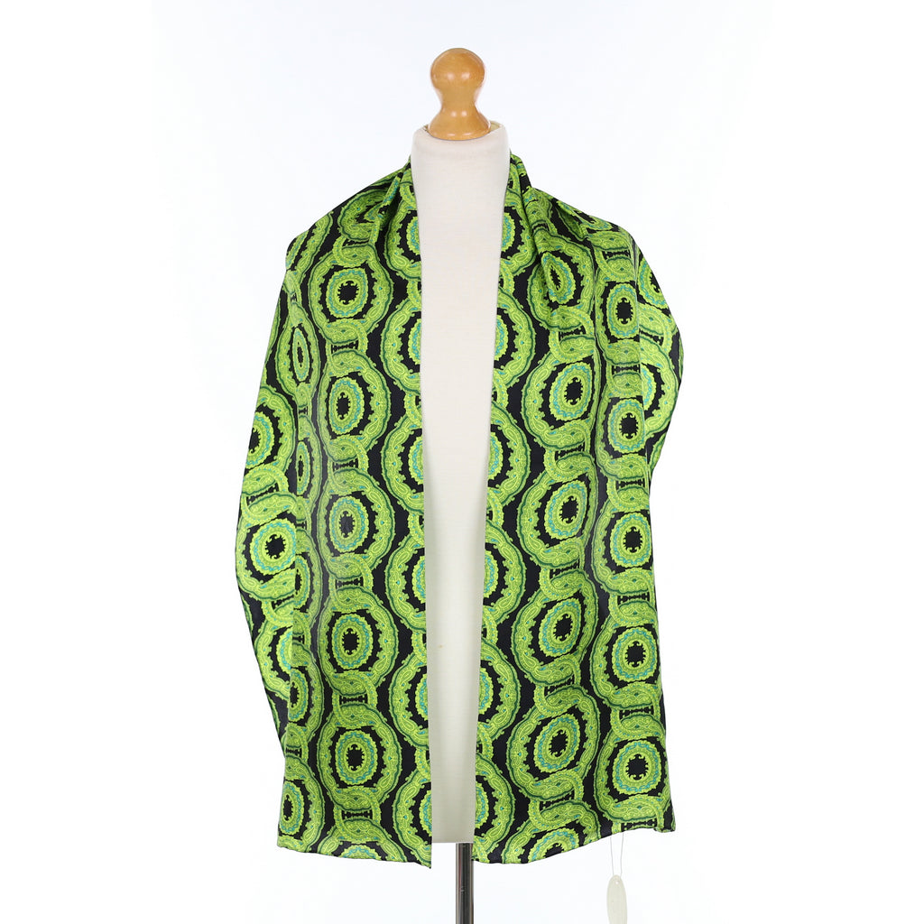 Brand New Charlotte Sparre Green and Black Silk Scarf