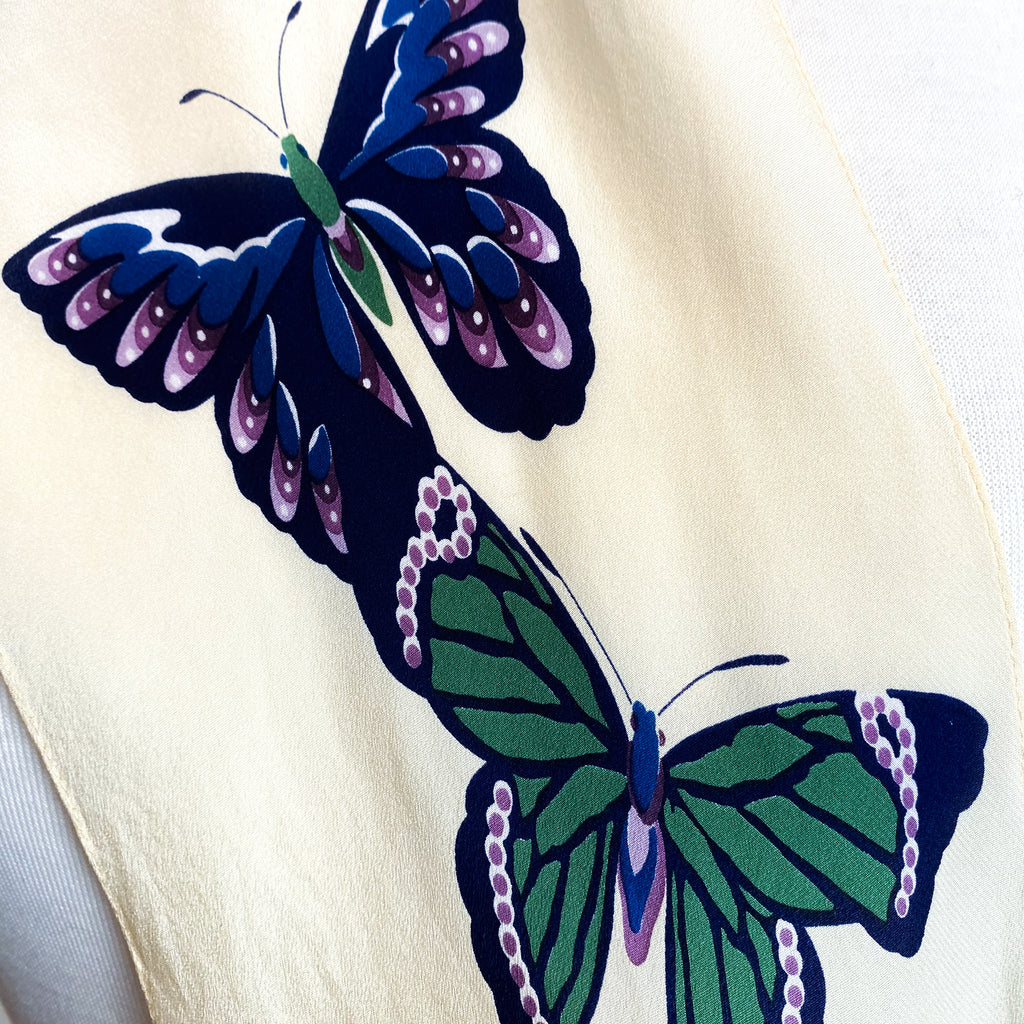 Butterfly Pussy Bow Vintage Silk Scarf