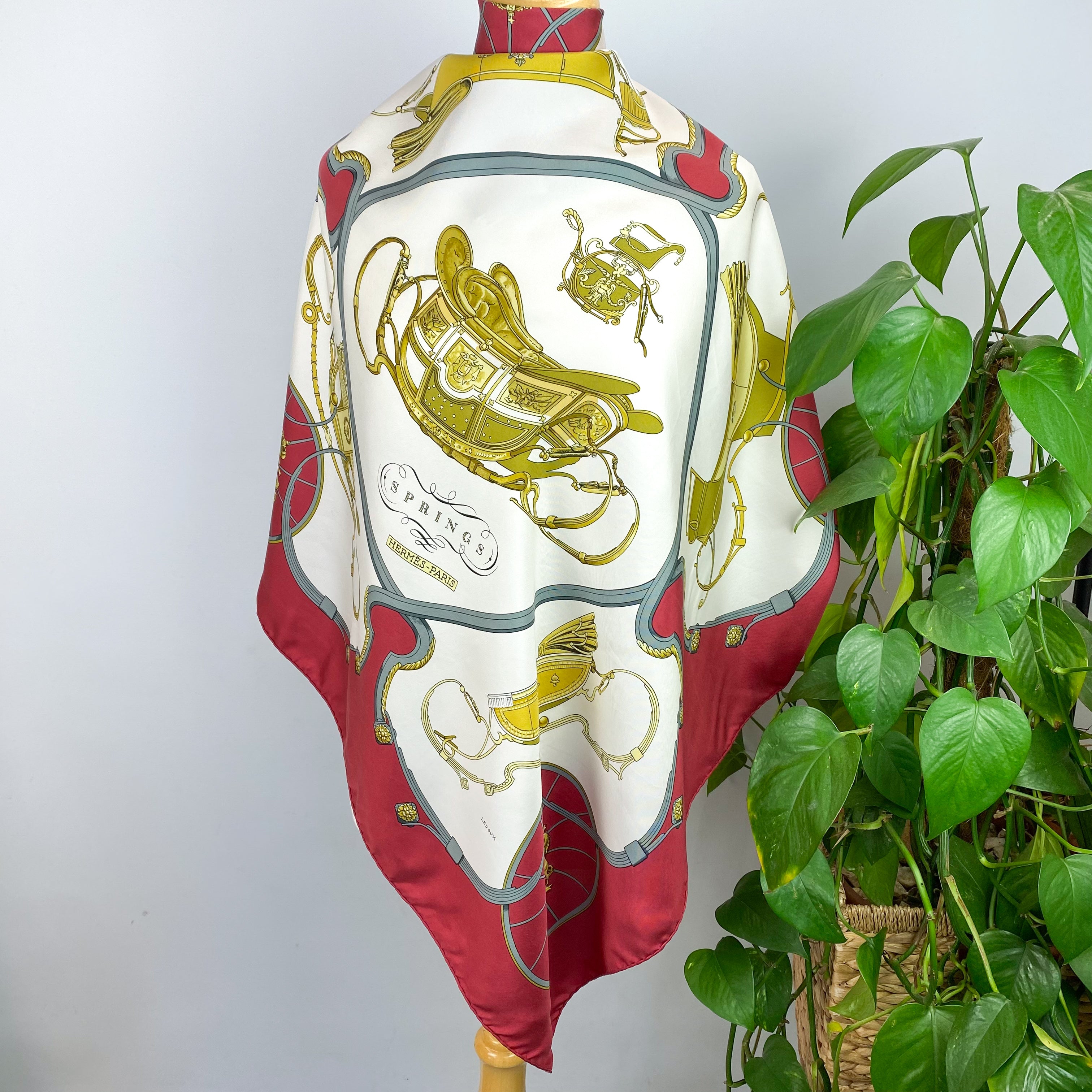 Boxed Hermés Springs Vintage Silk Scarf