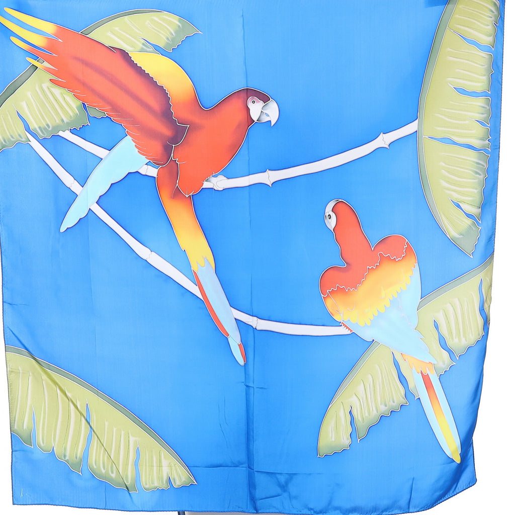 Hand Painted Parrot Silk Scarf