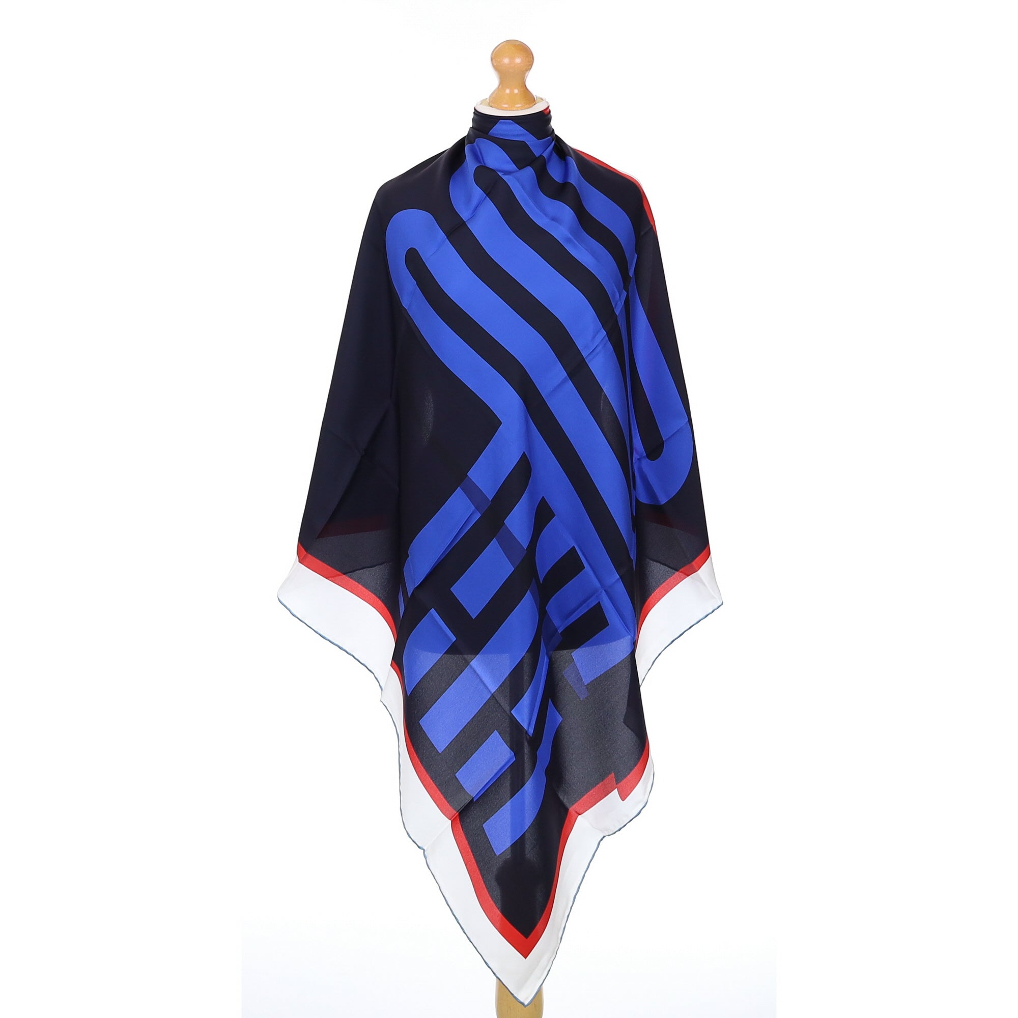 Brand New Italian Navy and Cobalt Silk Scarf