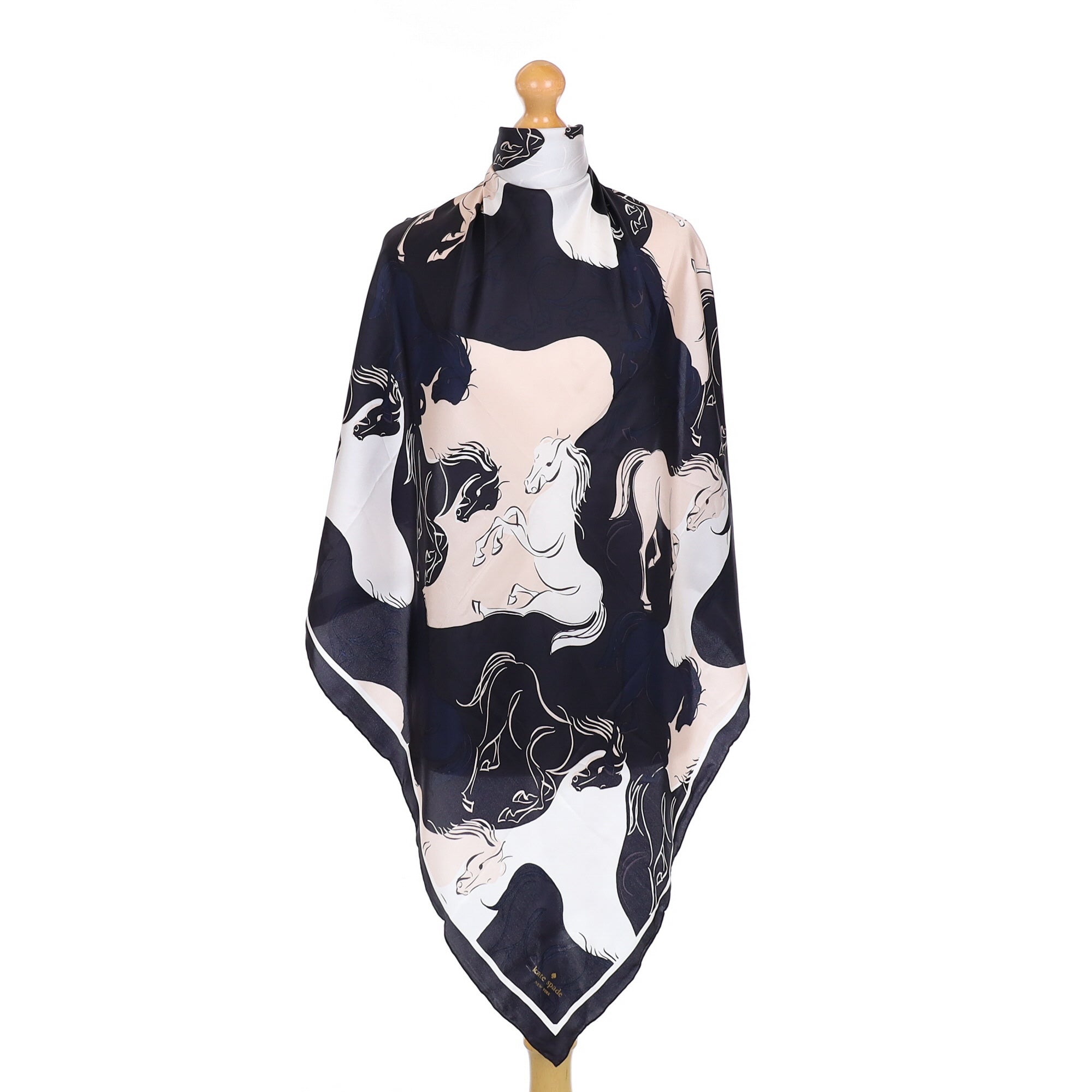 Brand New Kate Spade Horse Design Silk Scarf