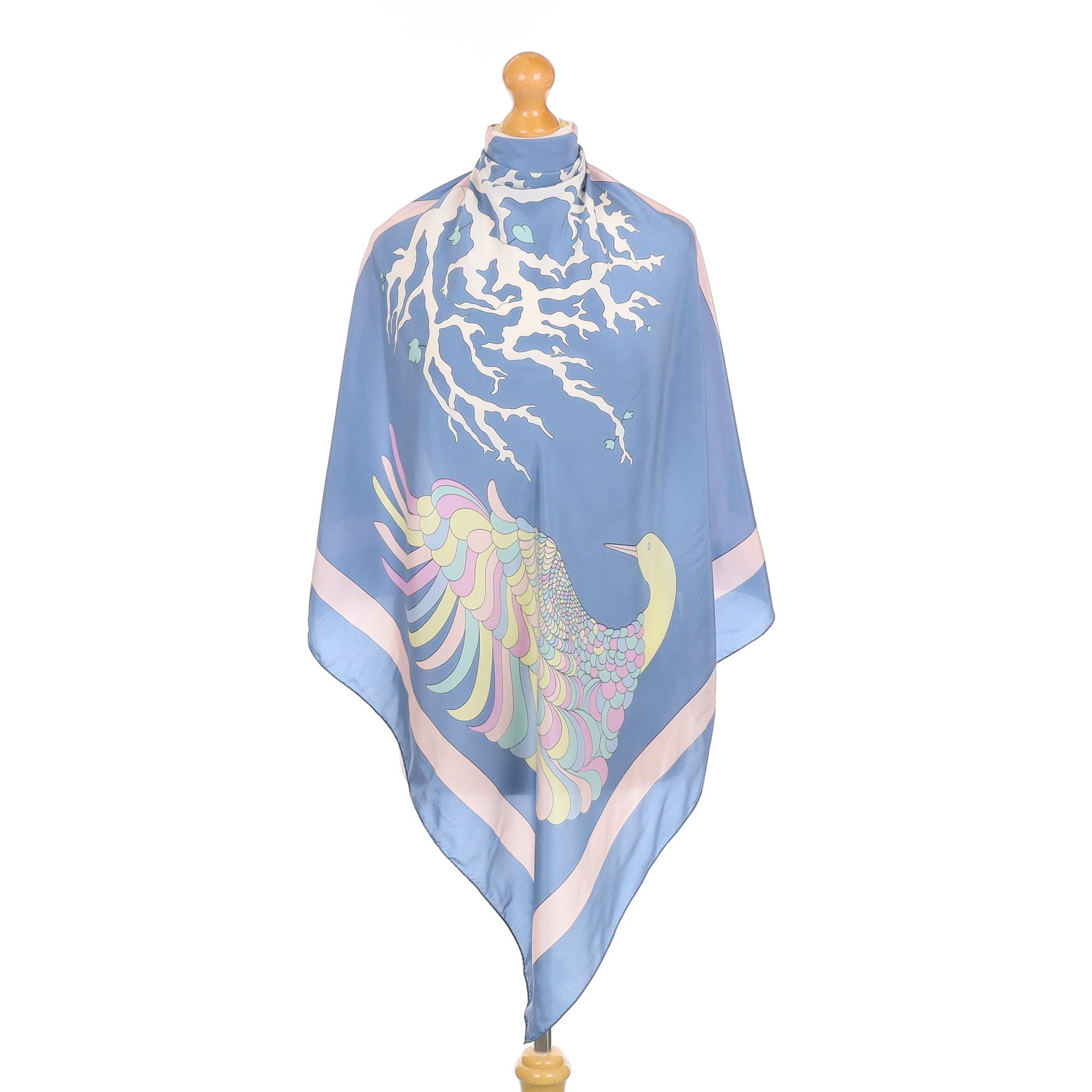 Gres Blue Bird Design Vintage Silk Scarf