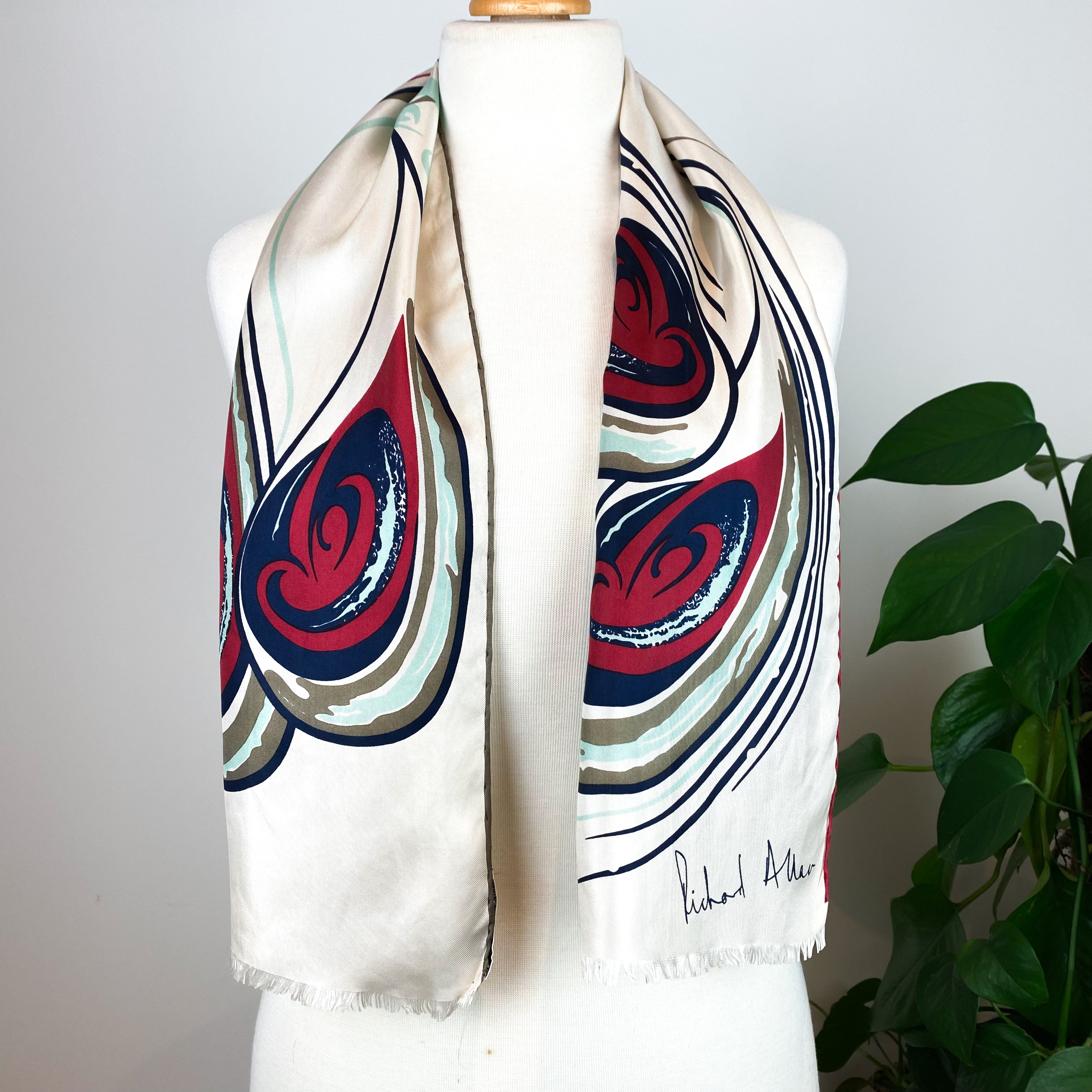 1970’s Richard Allan Long Vintage Silk Scarf