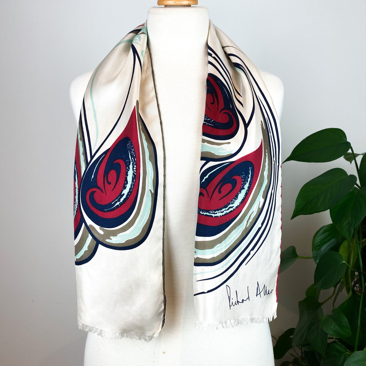 1970’s Richard Allan Long Vintage Silk Scarf