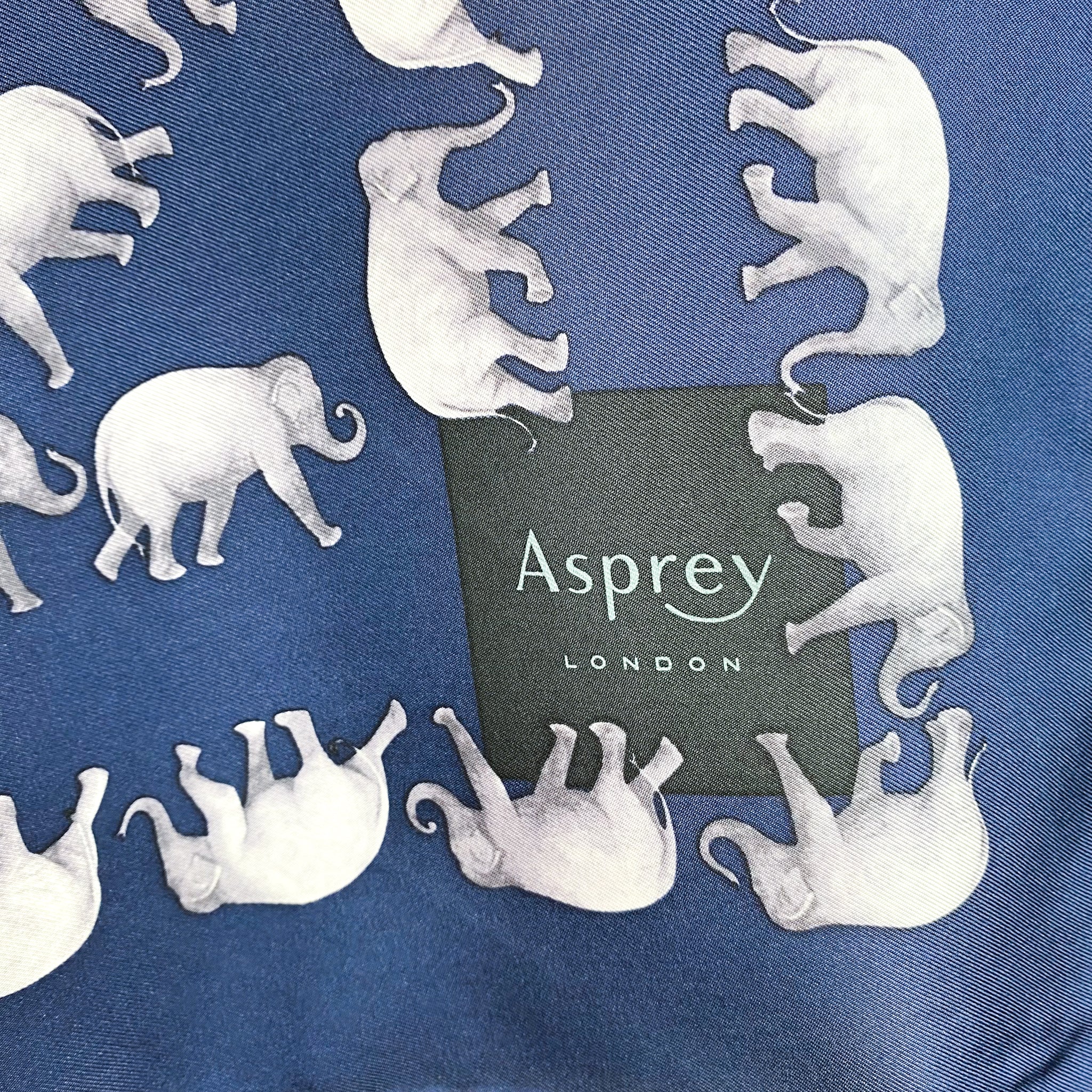 Brand New Boxed Asprey Elephants Designer Silk Scarf