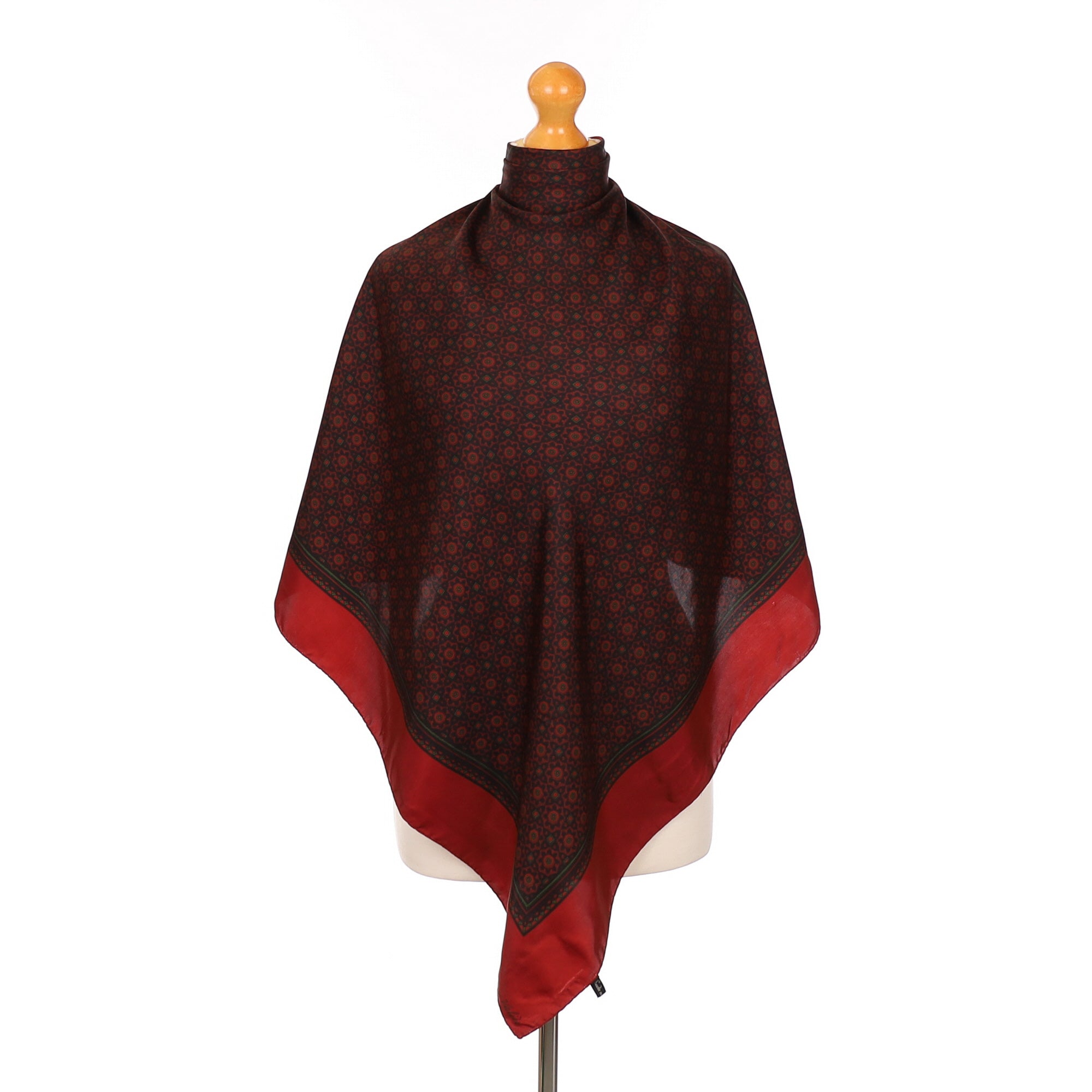 1970’s Burgundy Patterned Vintage Silk Scarf