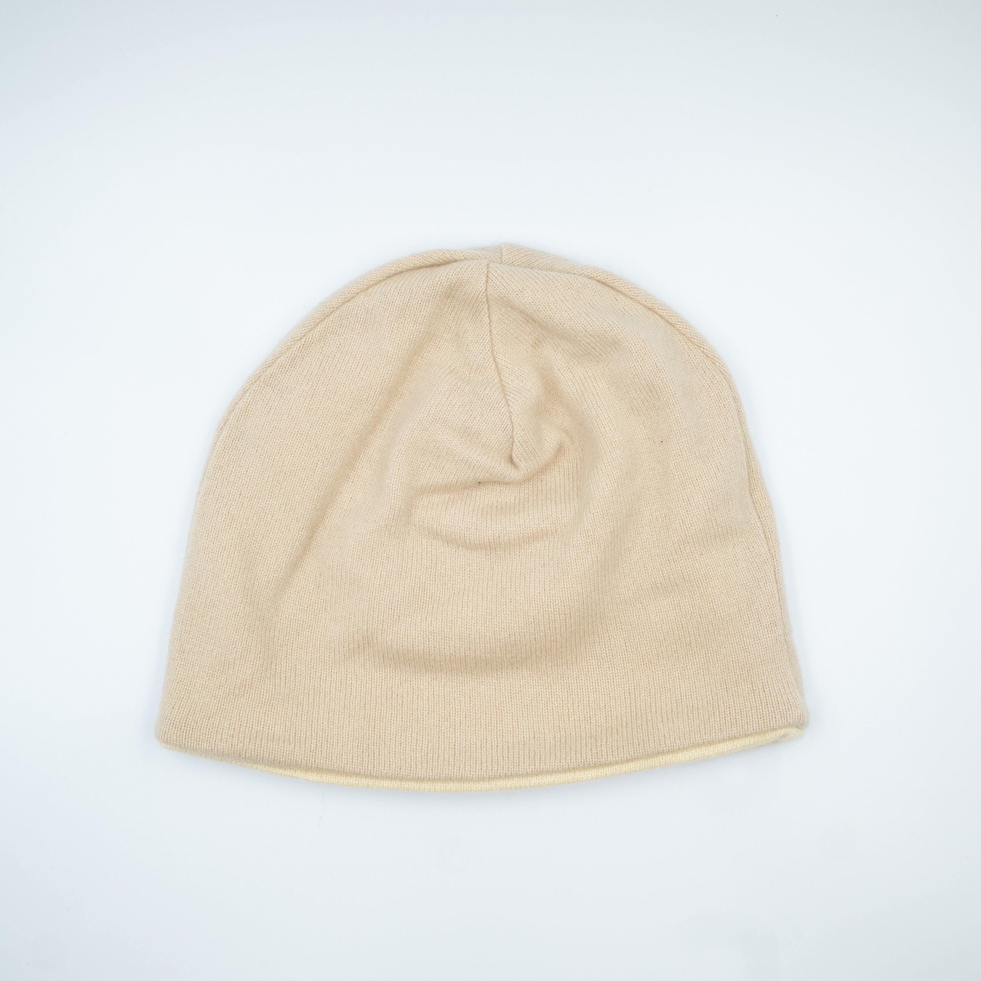 Light Beige and Honey Cashmere Beanie Hat
