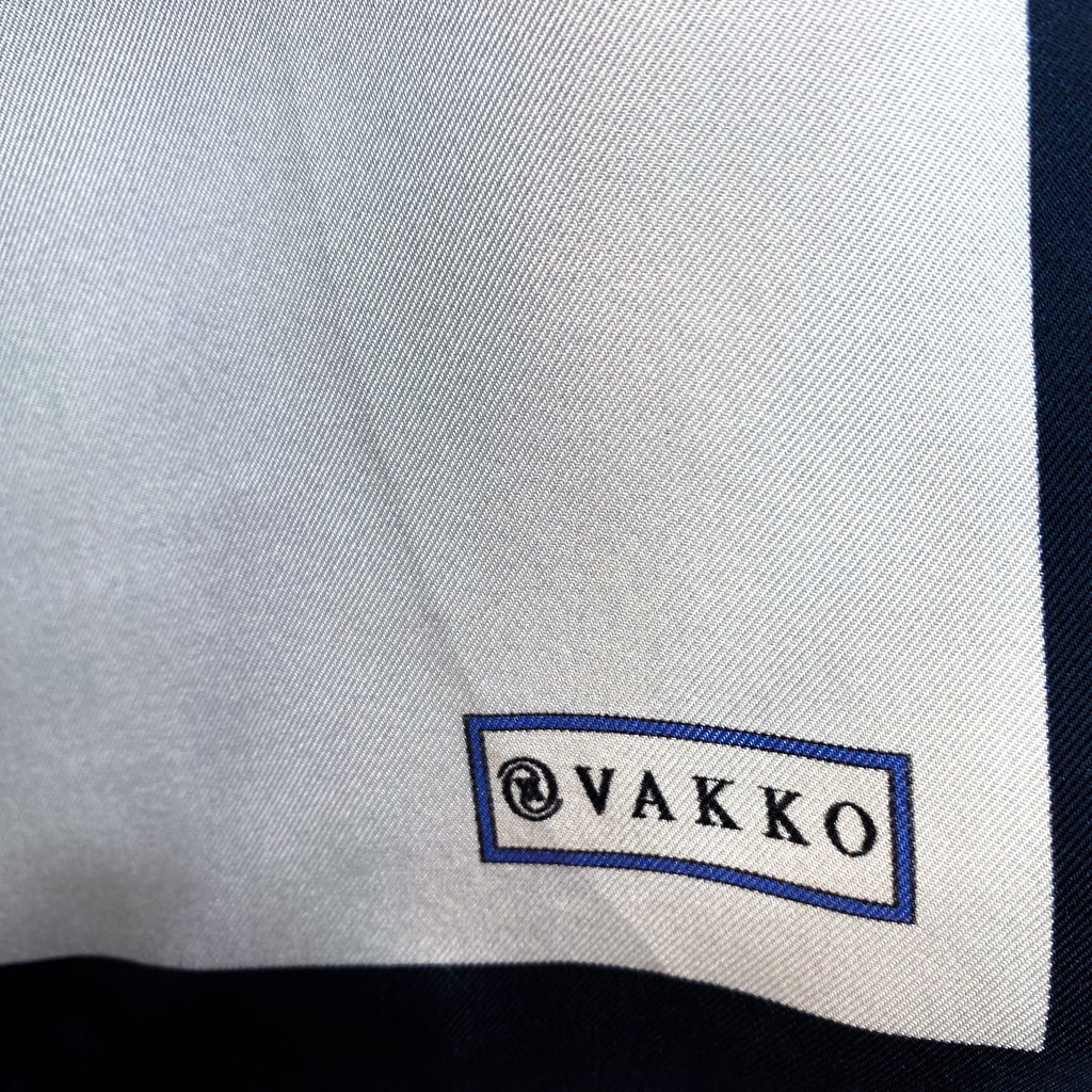 Vakko Blue Floral Silk Scarf