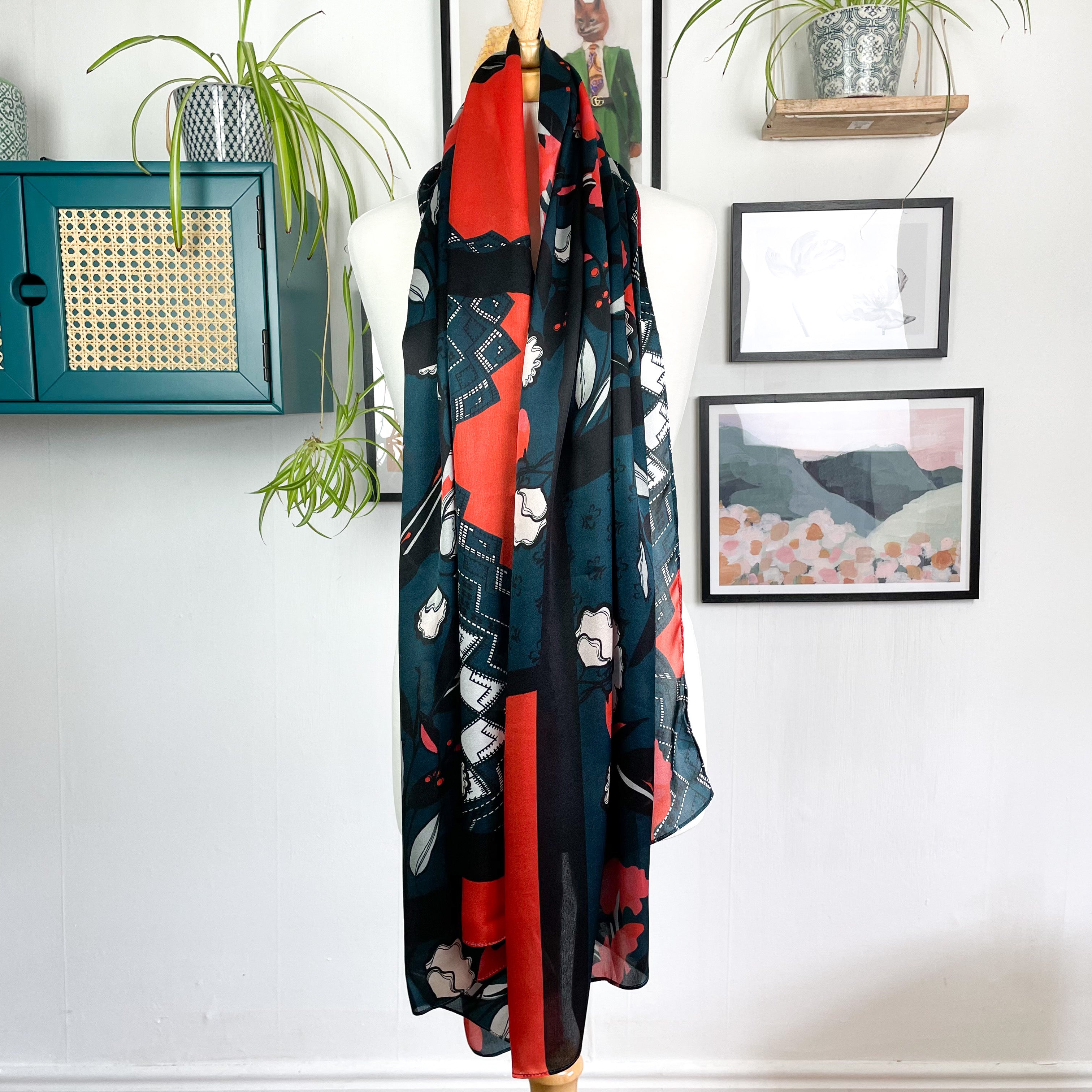 Jigsaw Wrap Style Silk Scarf
