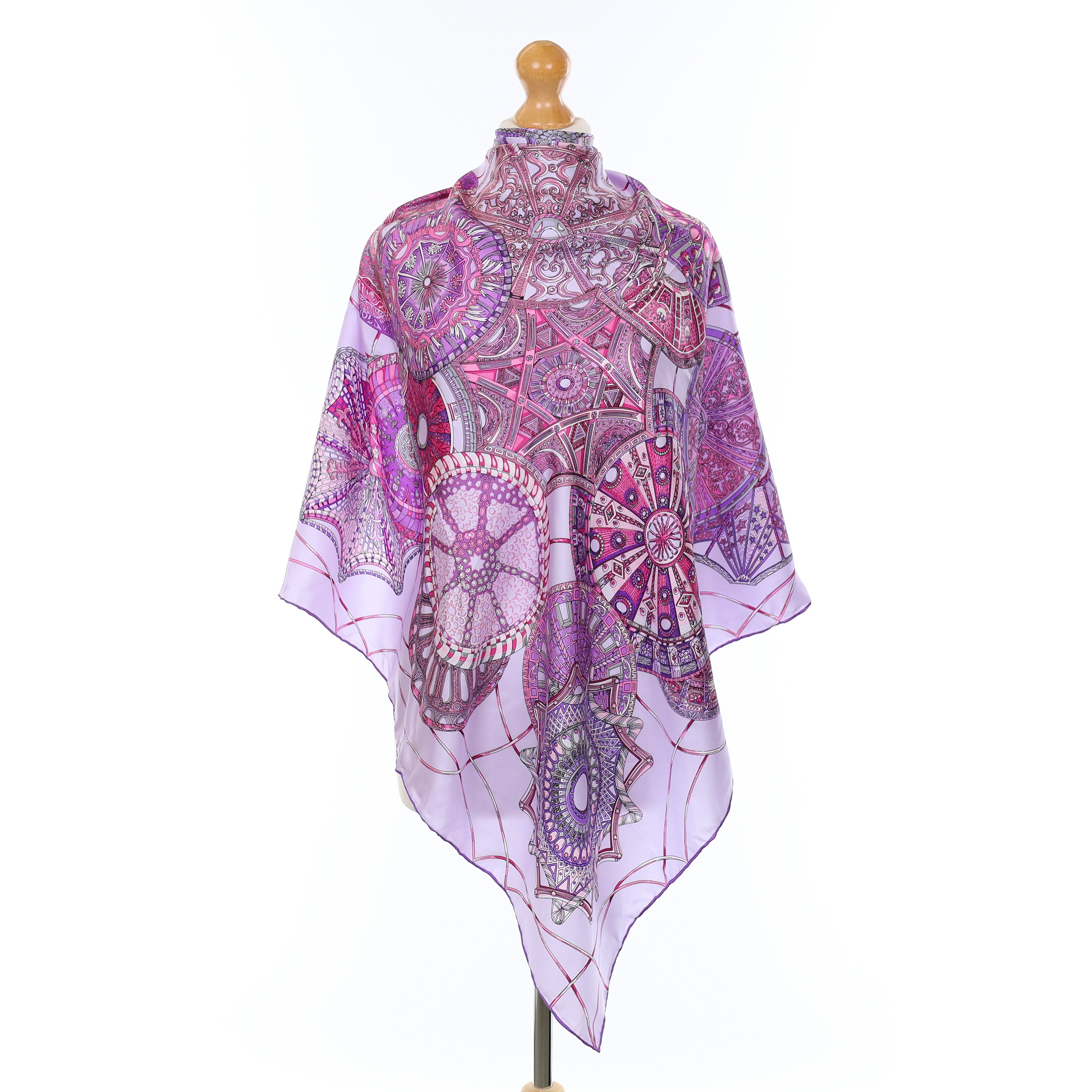 Purple Patterned Silk Scarf