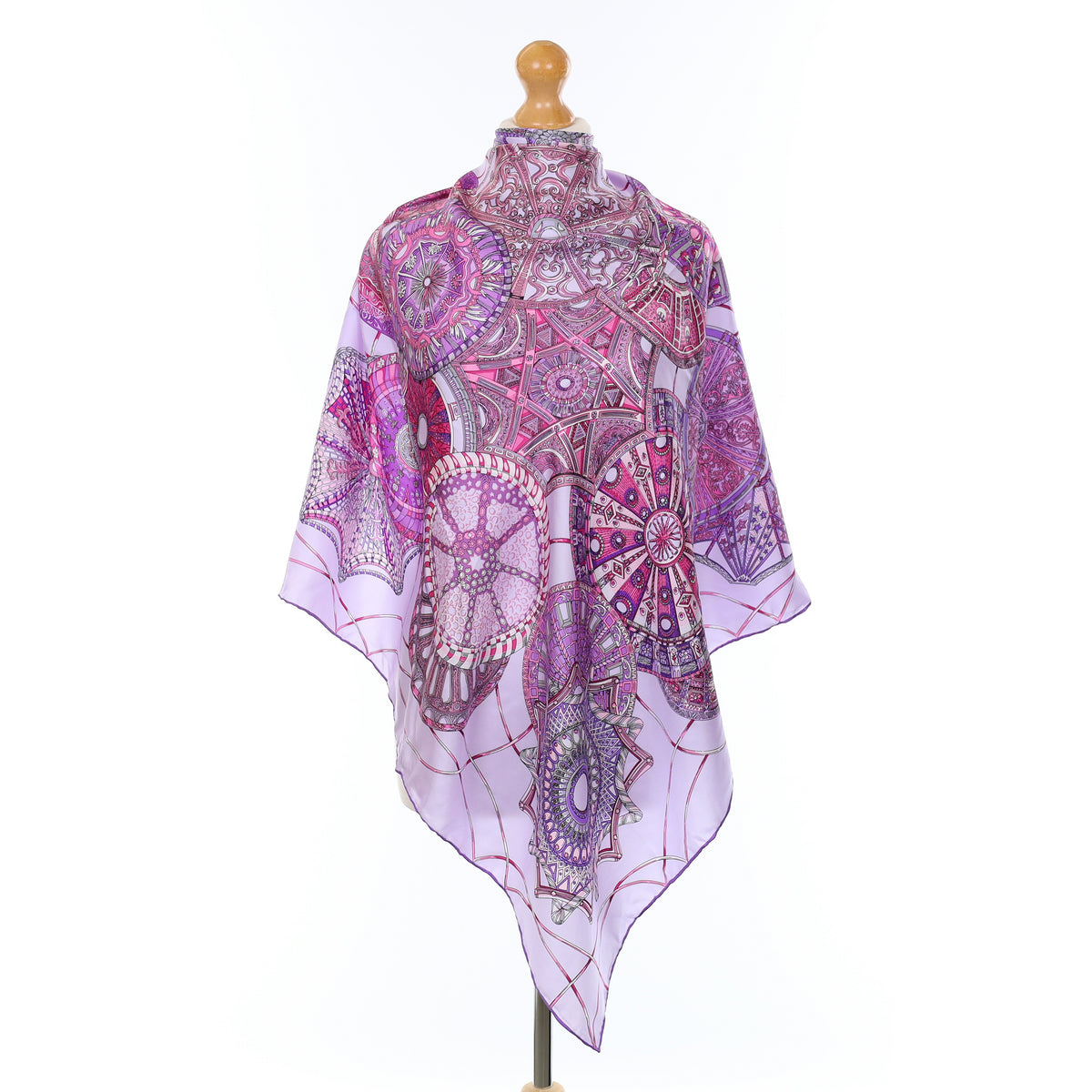 Purple Patterned Silk Scarf