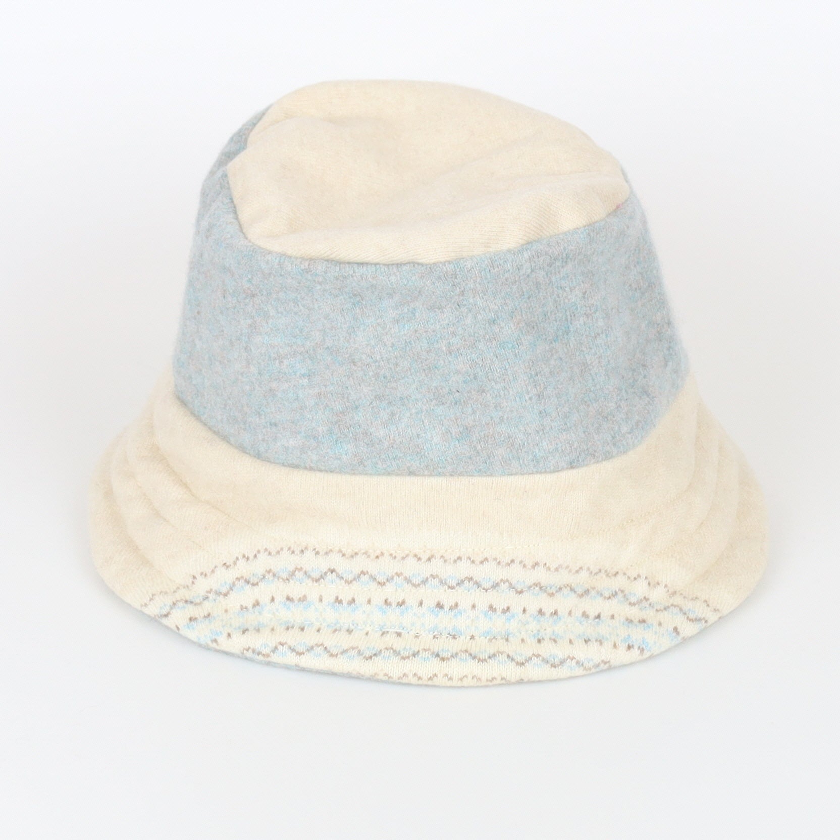 Duck Egg Blue Marl Reversible Cashmere Bucket Hat Medium