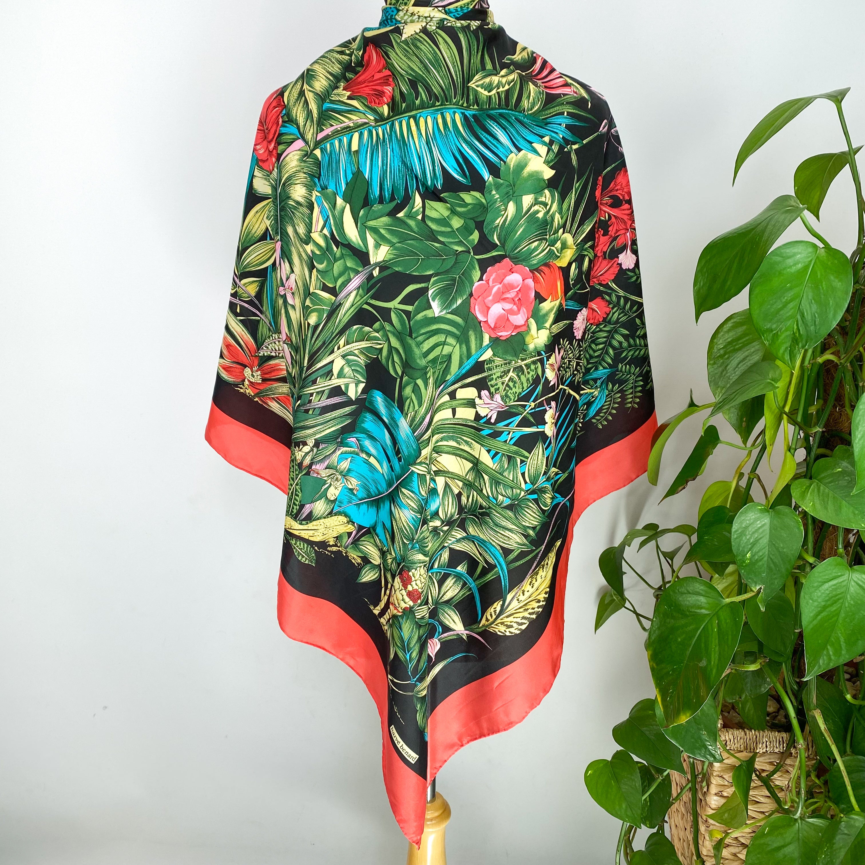 1980s Harvé Benard Floral Vintage Silk Scarf