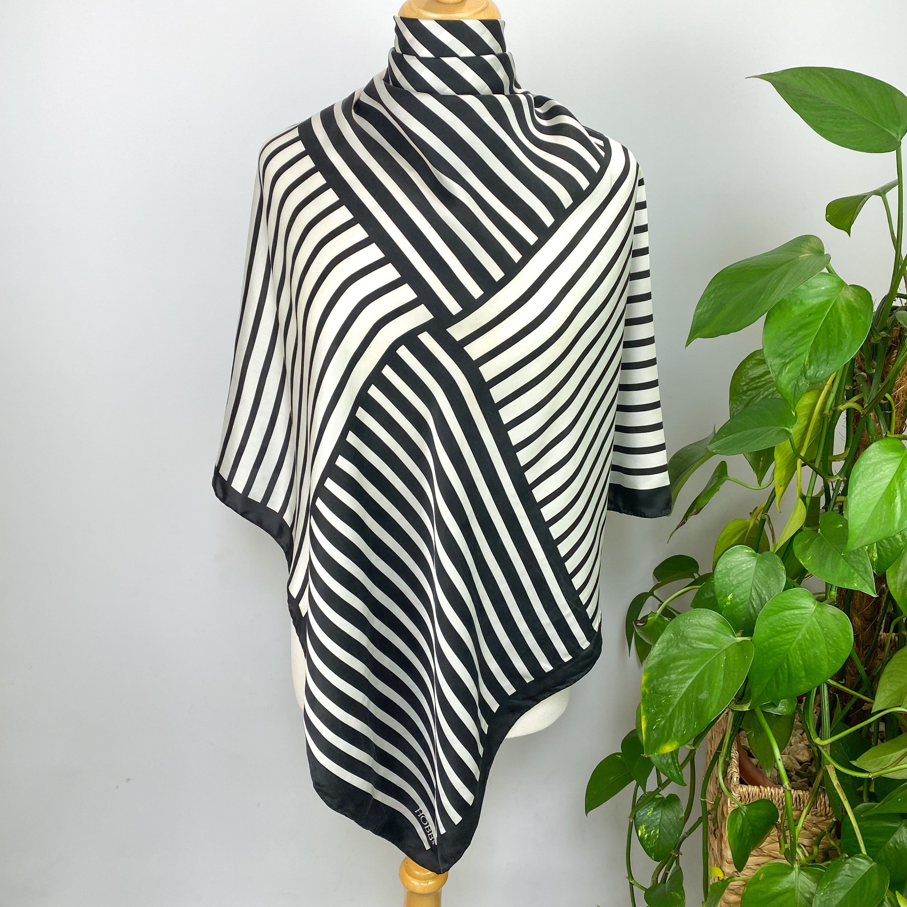 Hobbs Monochrome Striped Silk Scarf