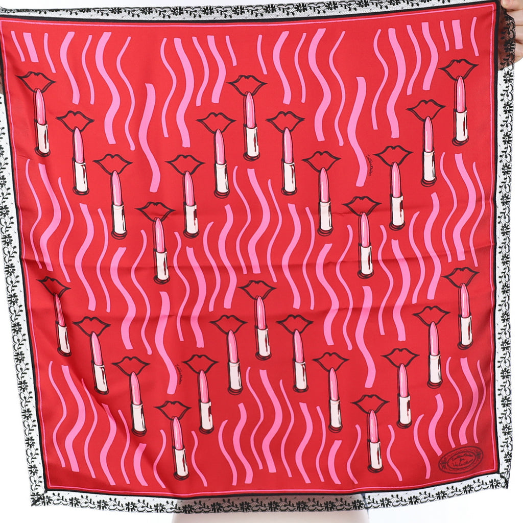 Boxed Zandra Rhodes/Valentino Red Lipstick Silk Scarf