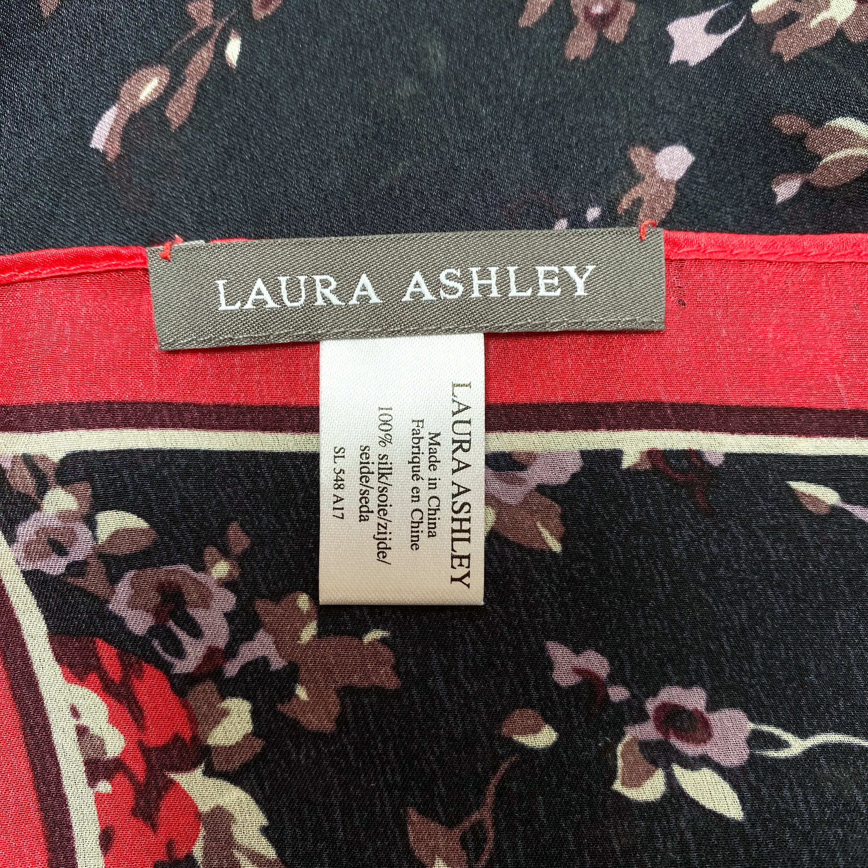 Dark Navy Floral Laura Ashley Silk Scarf