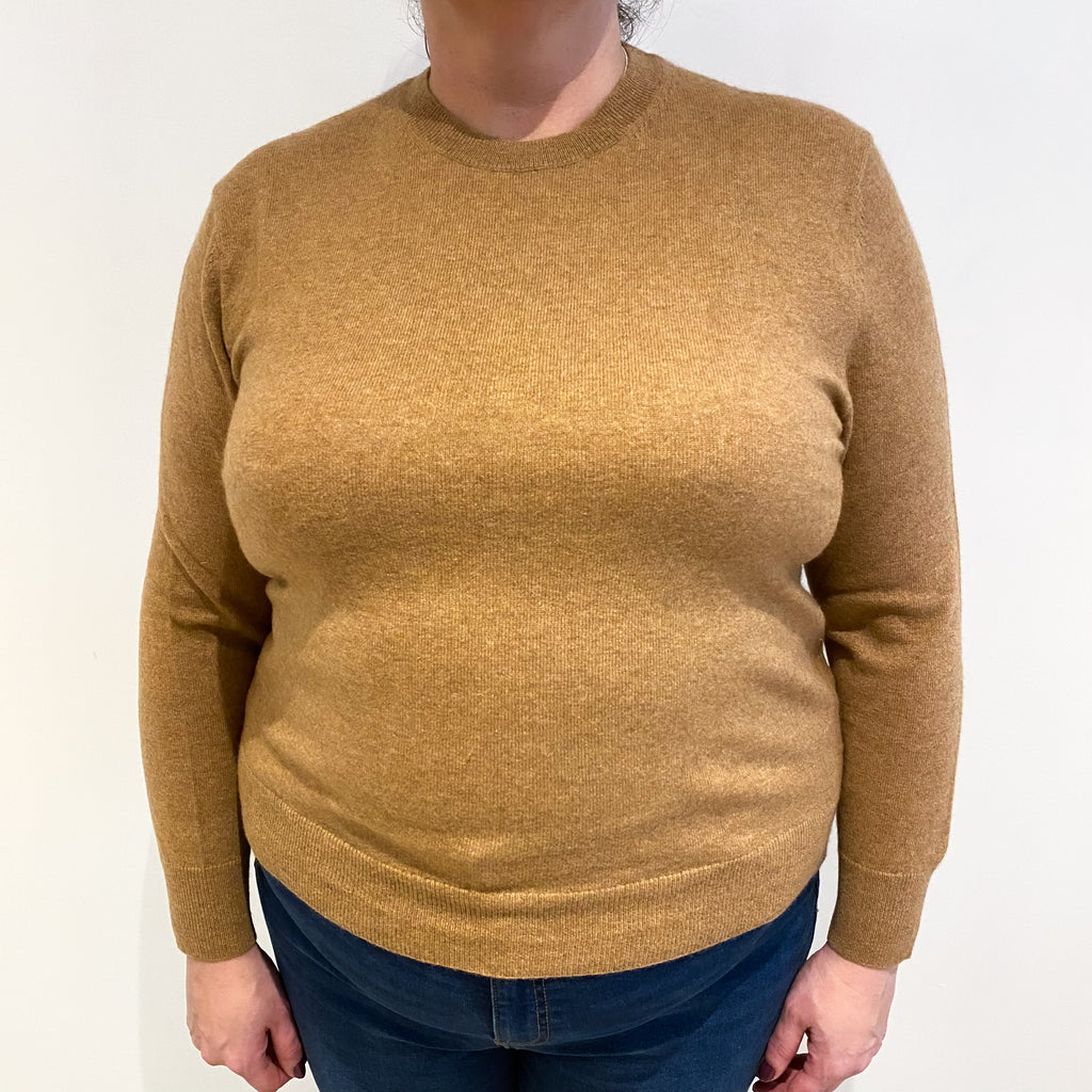 Butterscotch Brown Cashmere Crew Neck Jumper Extra Large