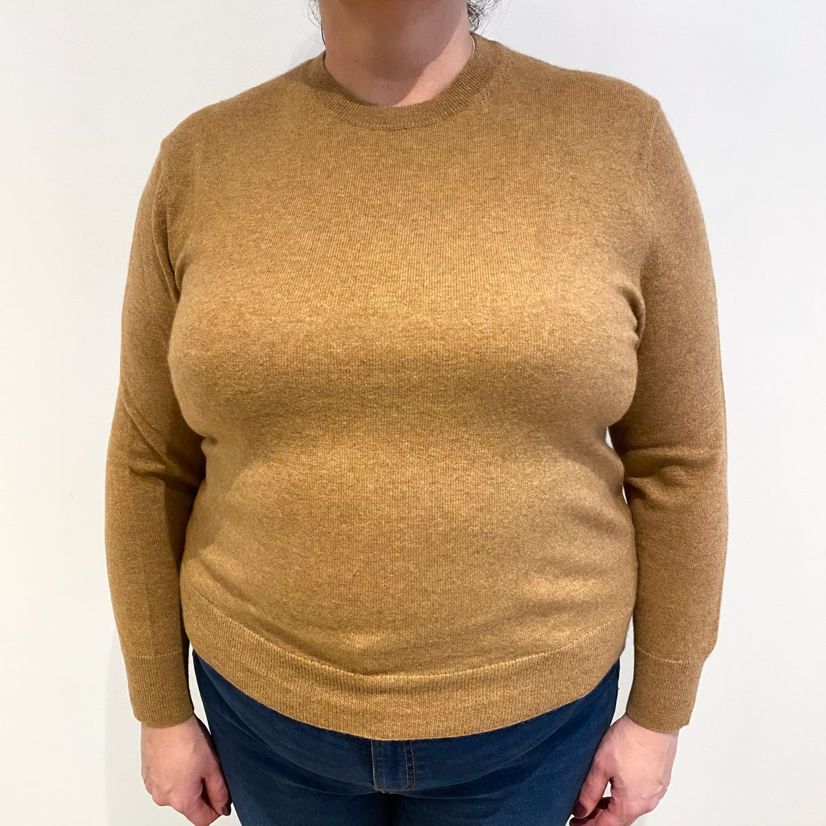 Butterscotch Brown Cashmere Crew Neck Jumper Extra Large