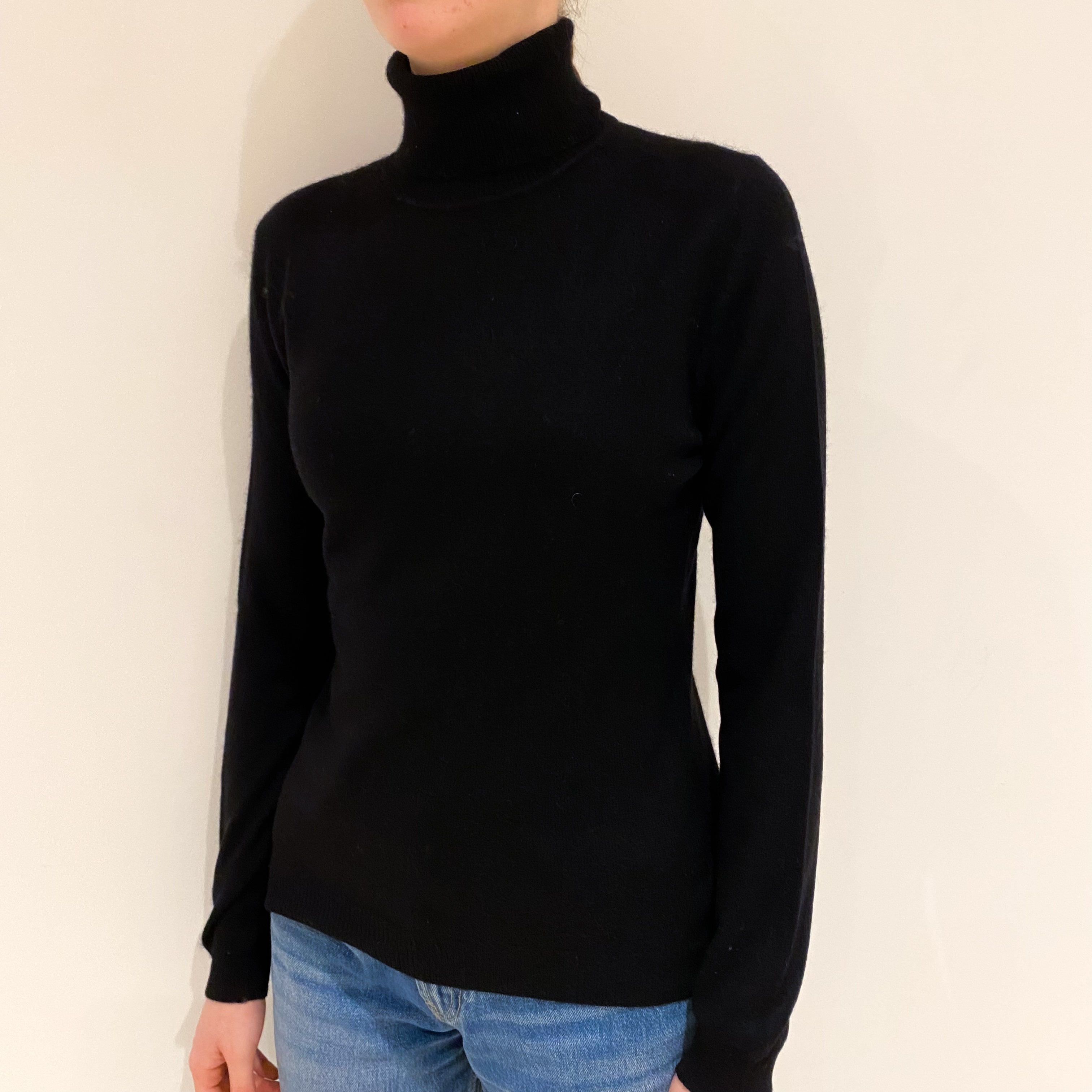 Black Cashmere Polo Neck Jumper Extra Small