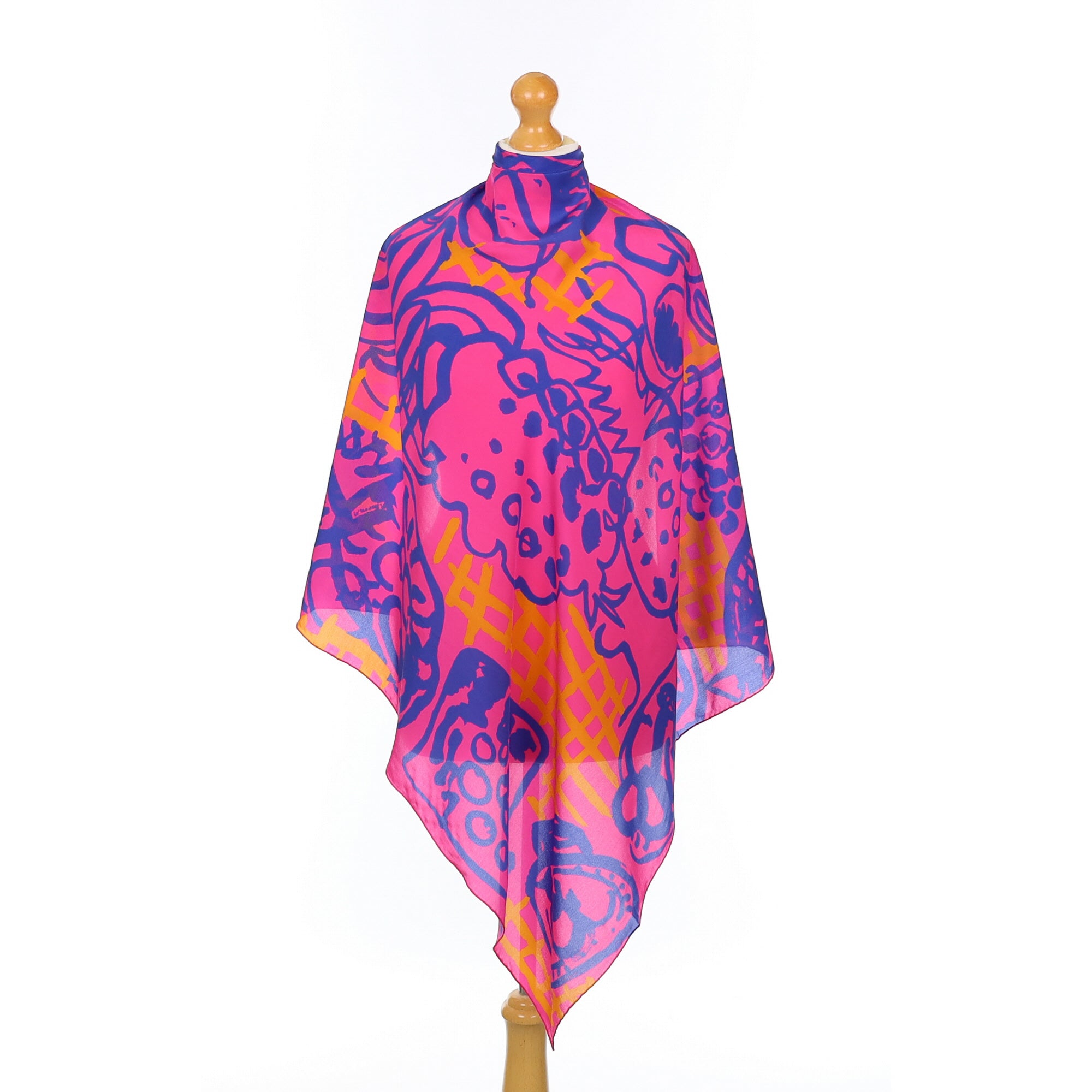 Brand New Tate Abstract Pink and Blue Silk Scarf