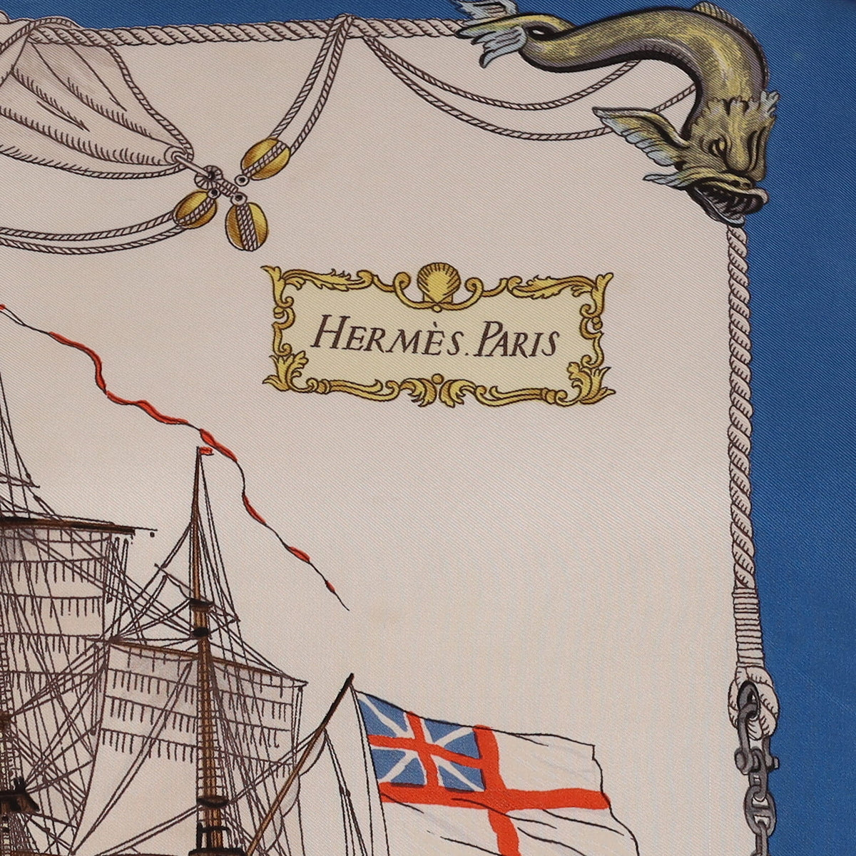 Rare Hermès Vaisseaux Et Frégates Silk Scarf