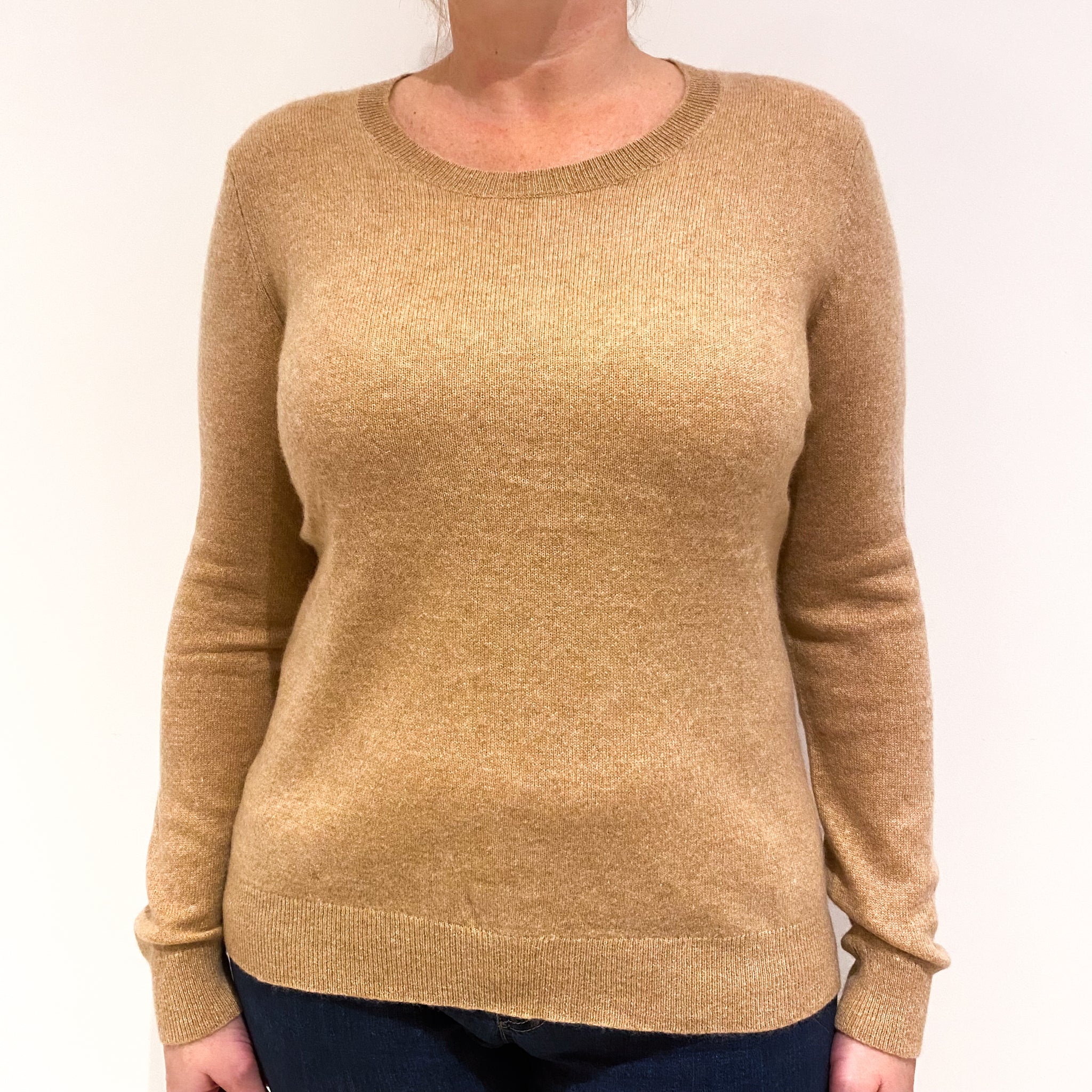 Butterscotch Brown Cashmere Crew Neck Jumper Large