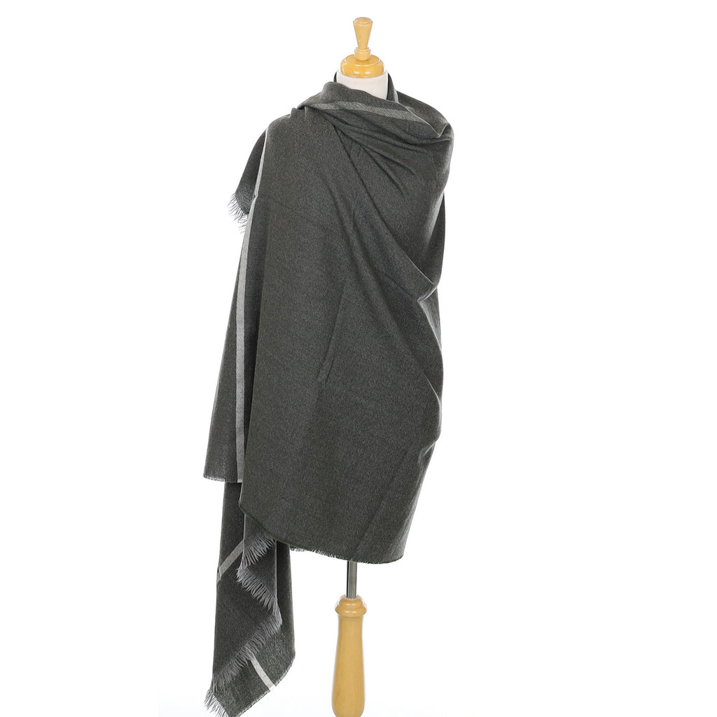 Scottish Begg & Co Deep Khaki Green Cashmere Stole Large