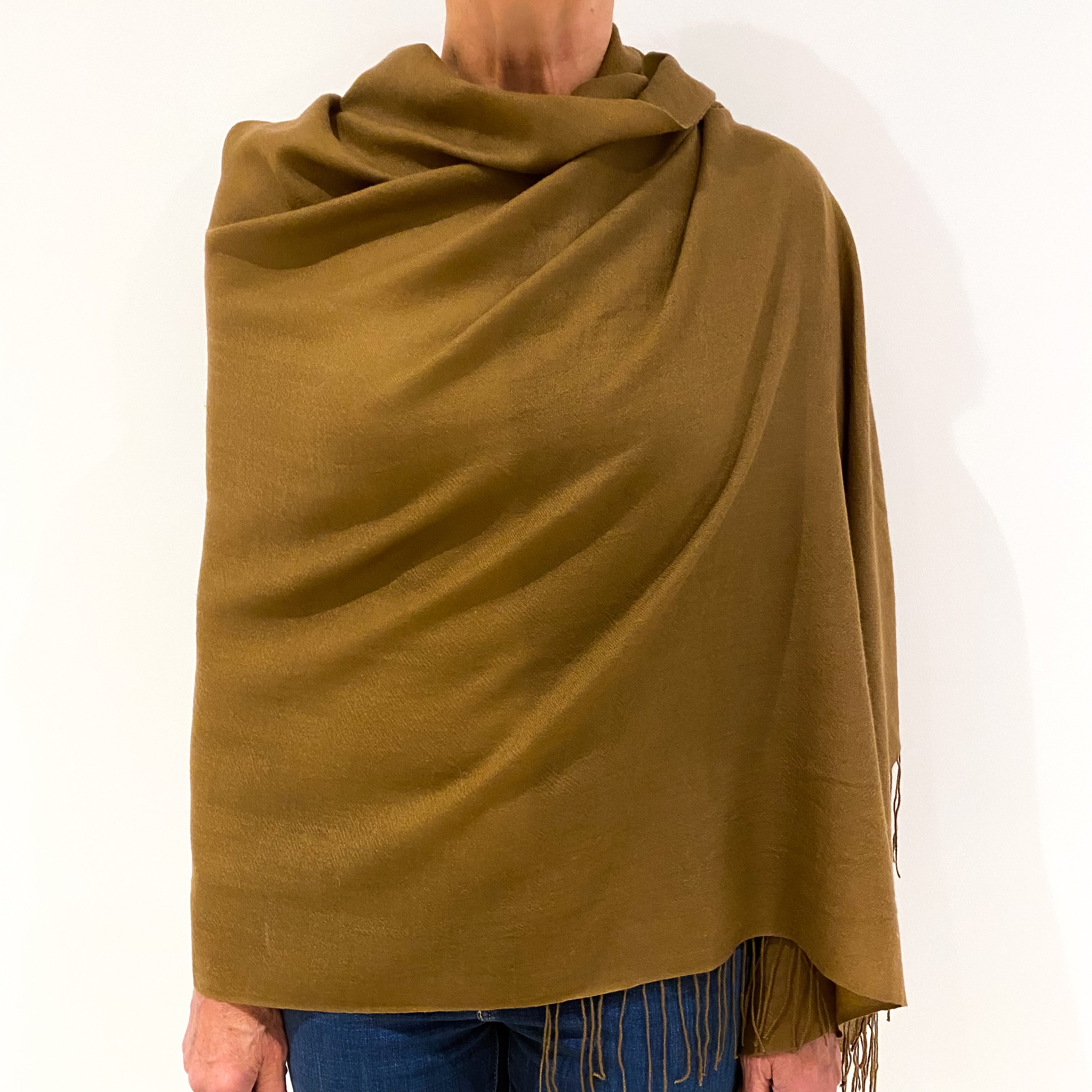 Brand New Coffee Brown Cashmere Pashmina Scarf