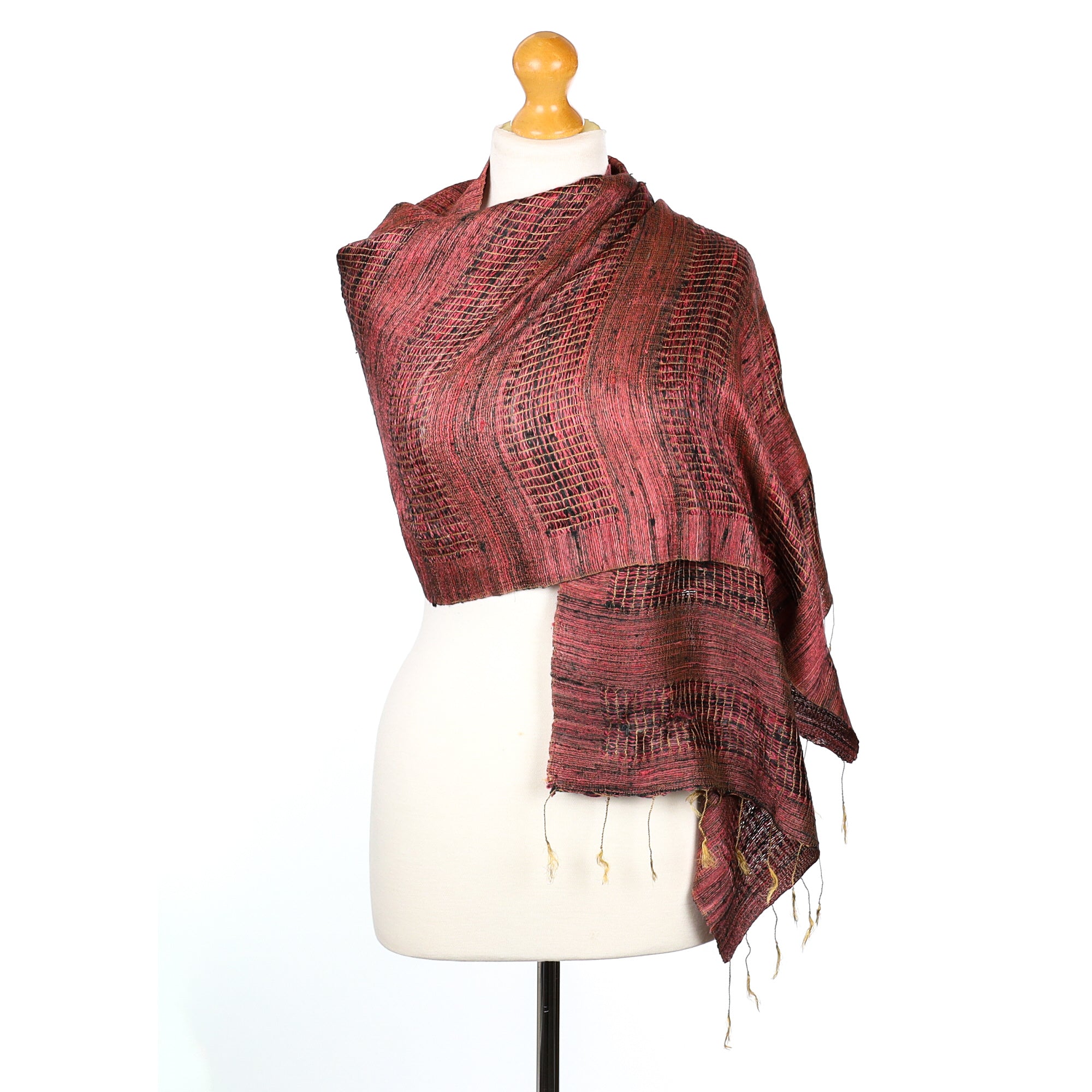 Jim Thompson Pink Woven Silk Scarf Wrap