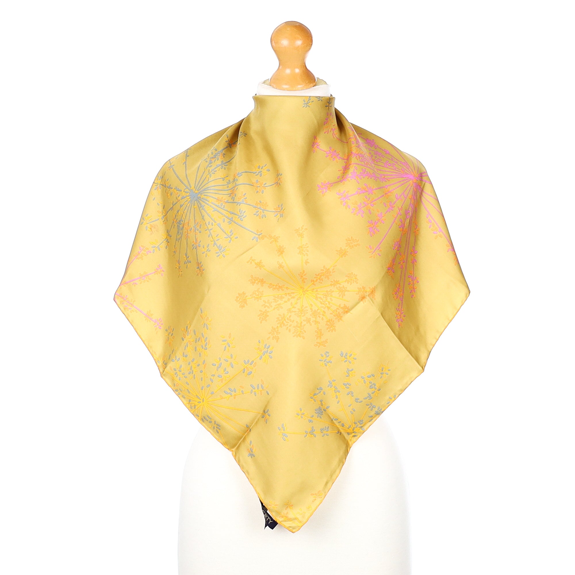 Liberty Pretty Yellow Patterned Silk Scarf
