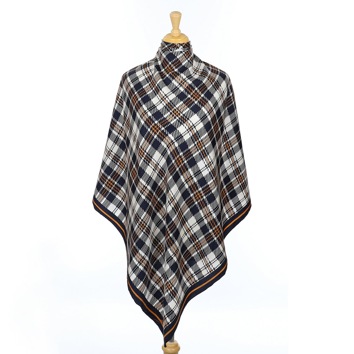 Italian Black and Cream Check Vintage Silk Scarf