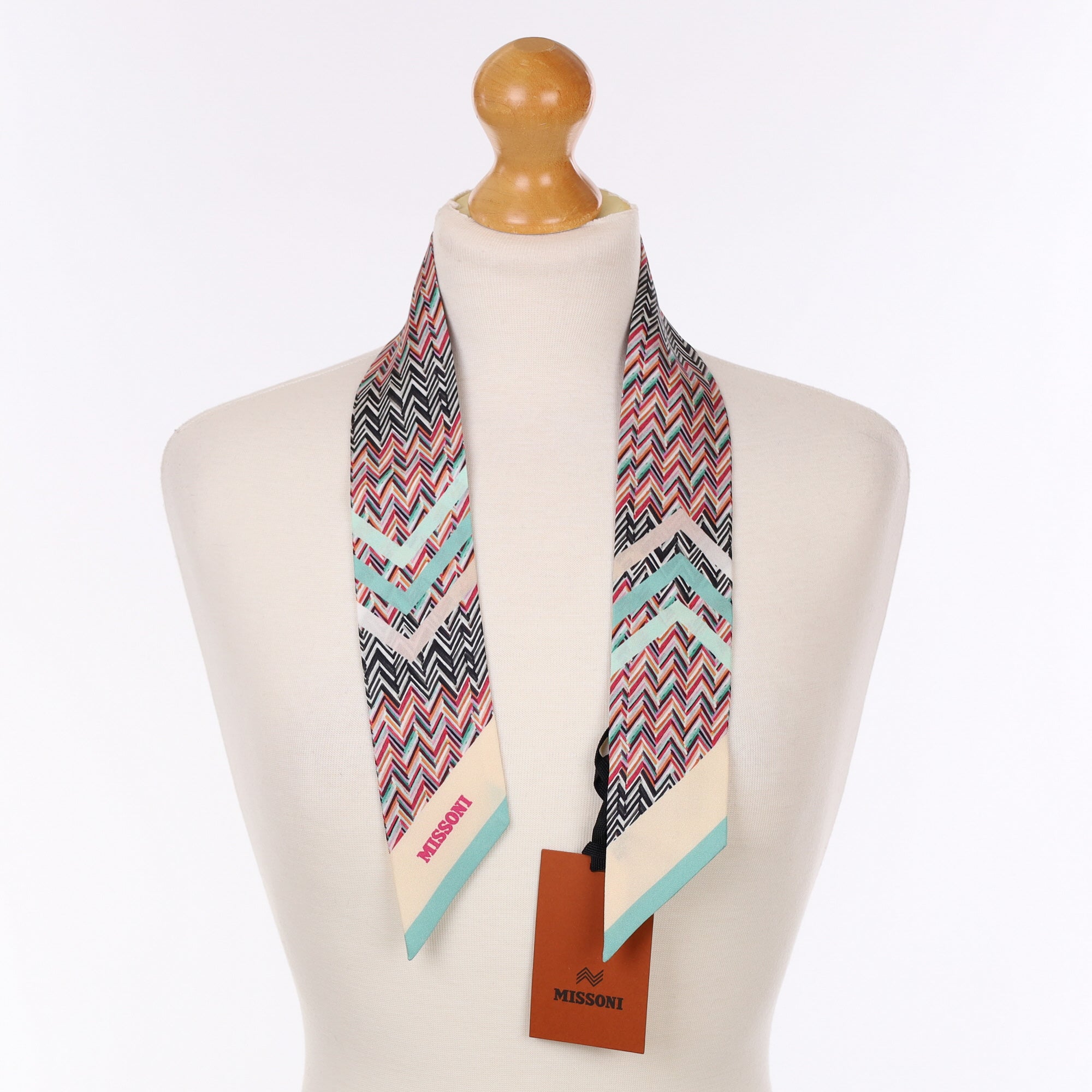 Brand New Missoni Multicoloured Silk Twilly Scarf
