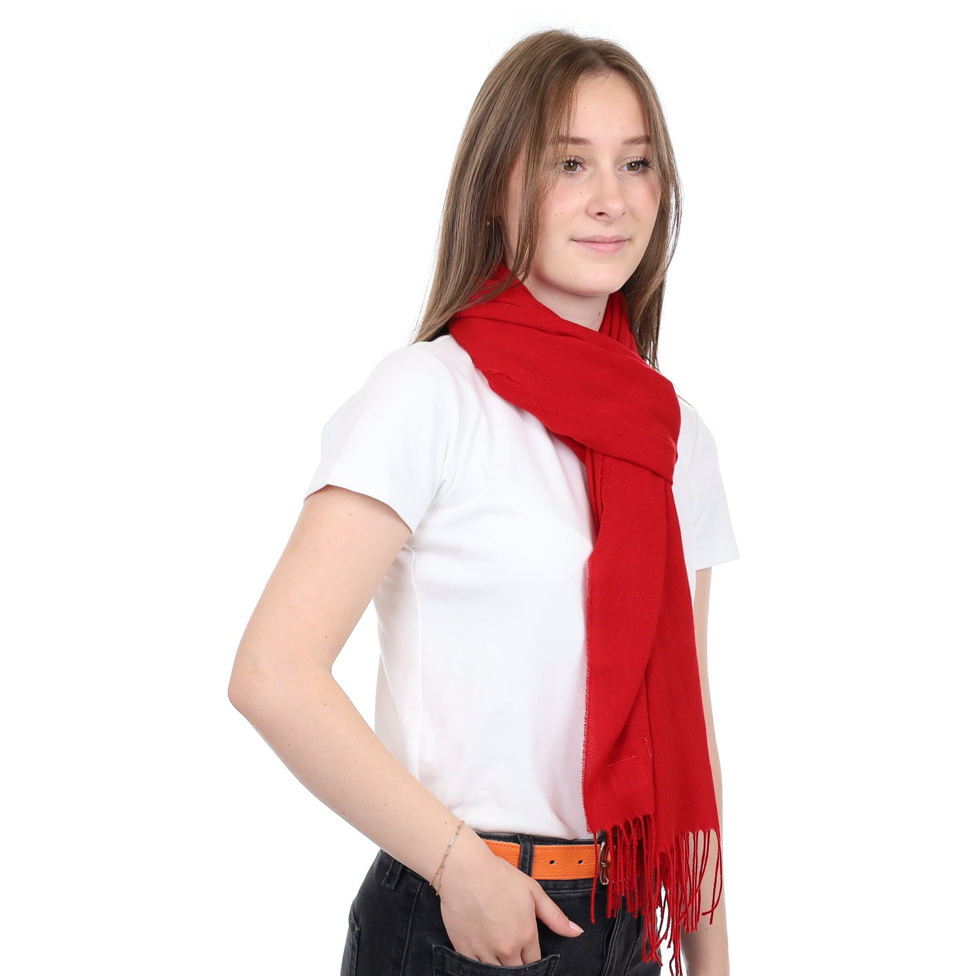 Brand New British Berry Red Luxury Woven Cashmere Wrap