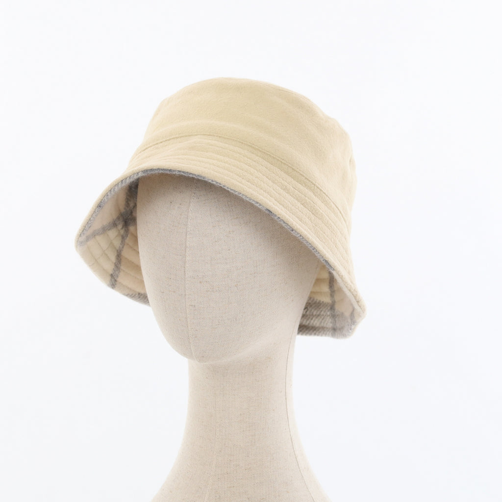Unisex Ivory Checked Reversible Cashmere Bucket Hat Men’s - M Women’s - L
