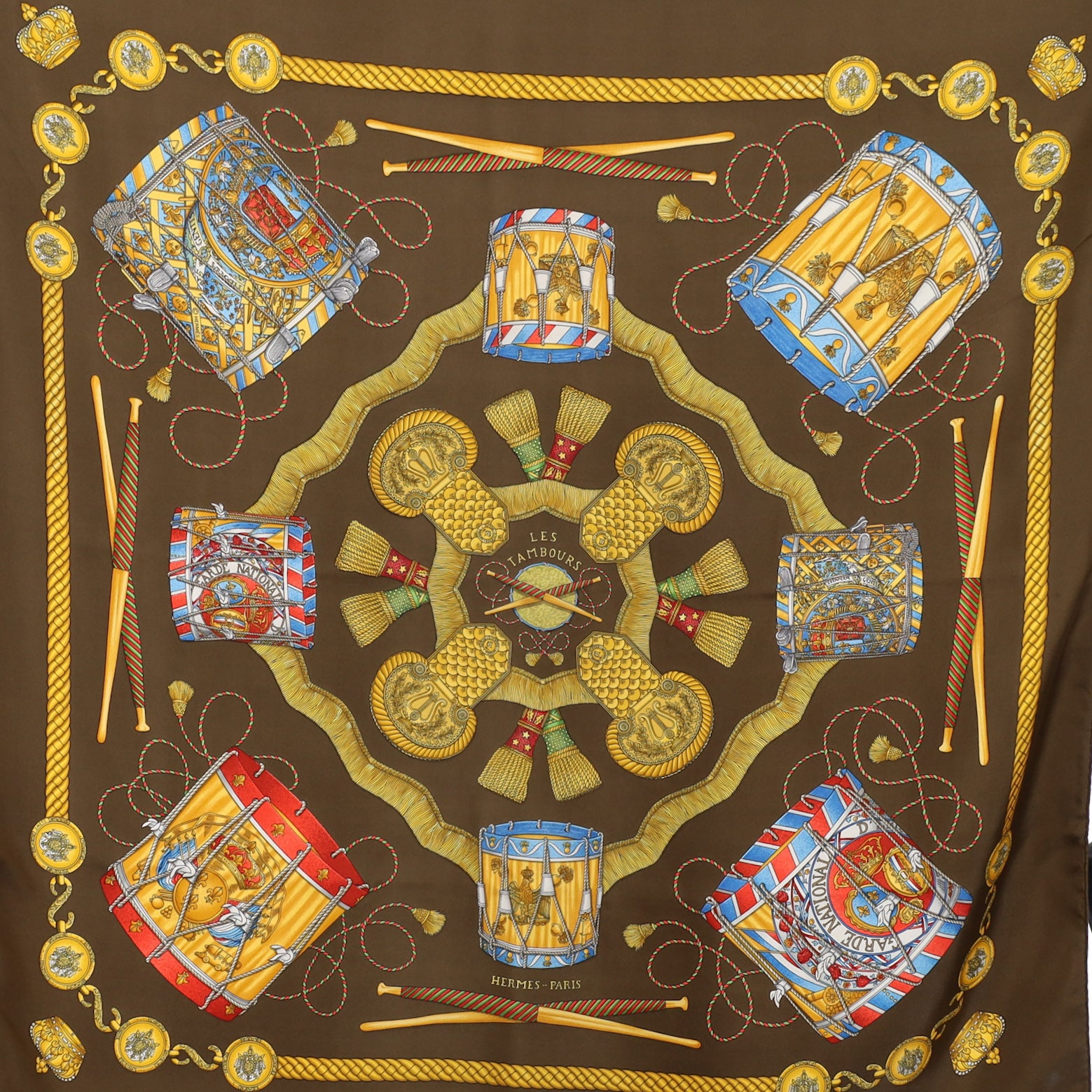 Hermès Les Tambours Silk Scarf