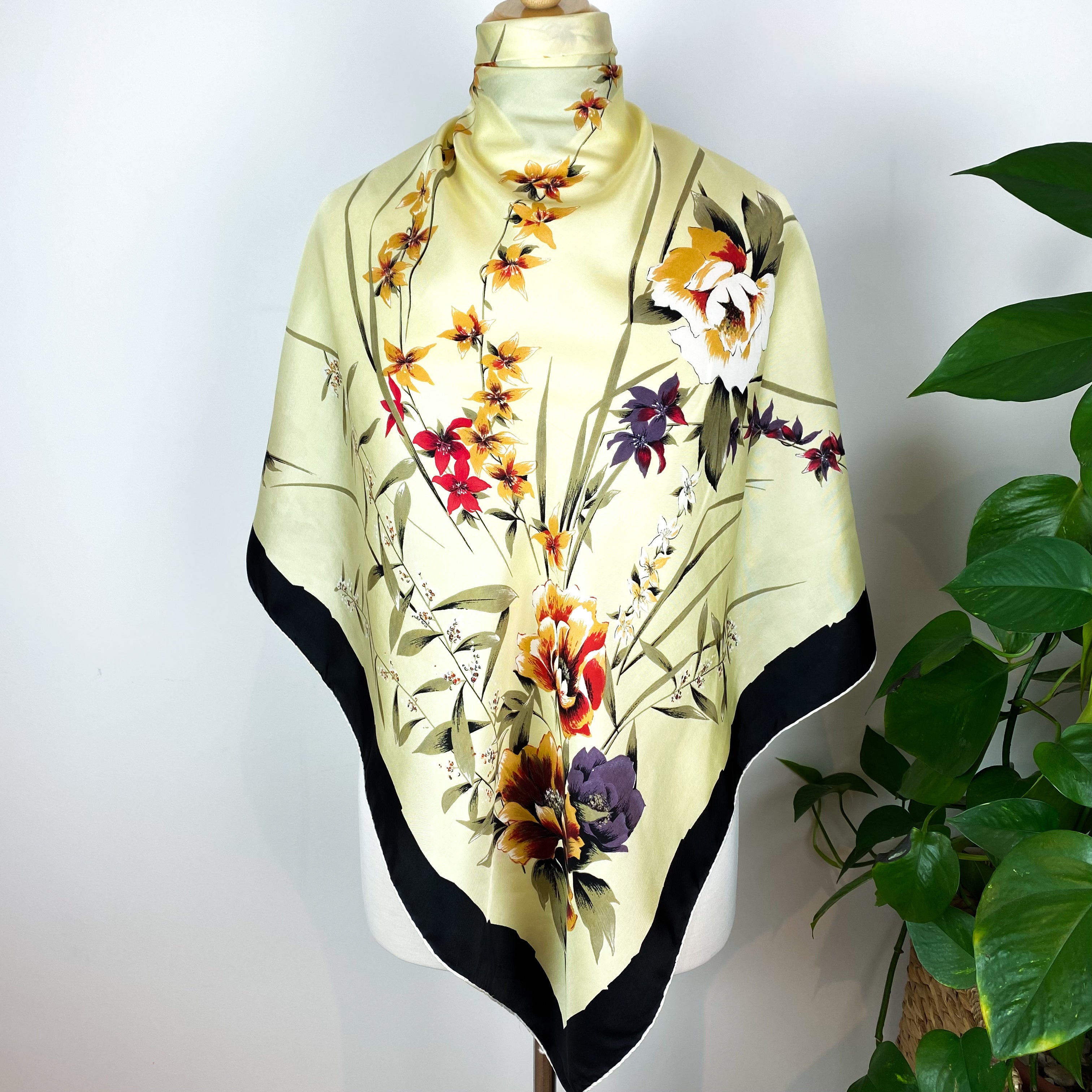French Botanical Design Vintage Silk Scarf