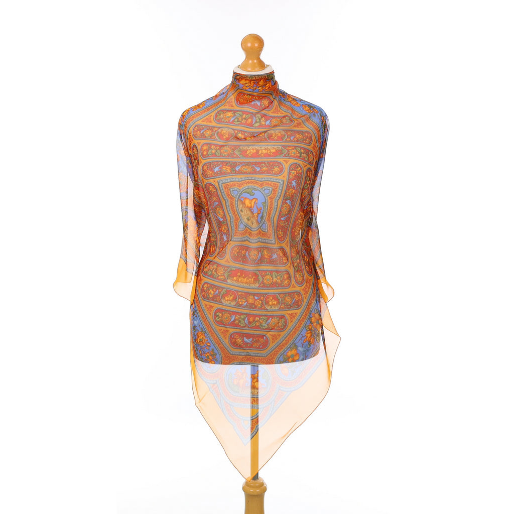 Hermès Qalamdan Mousseline Silk Scarf