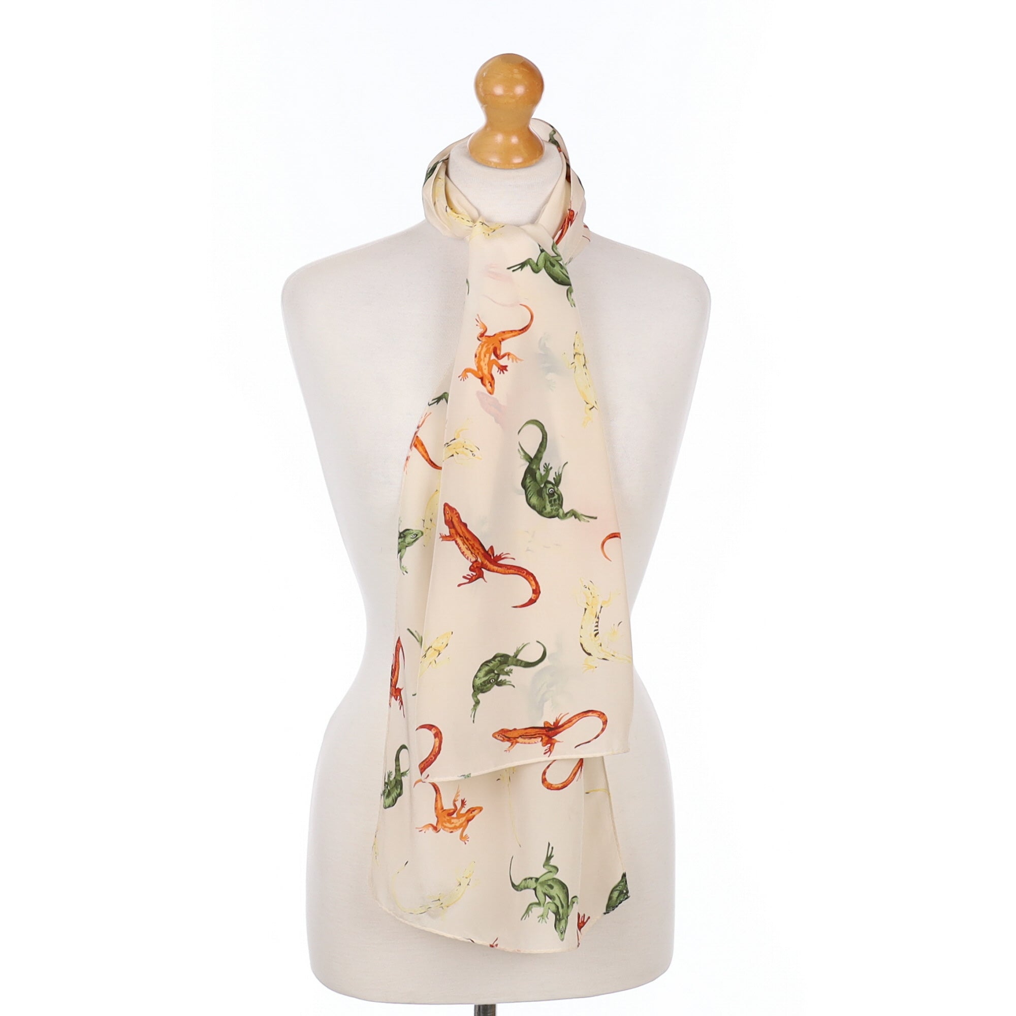 Codello Lizard Cream Silk Scarf