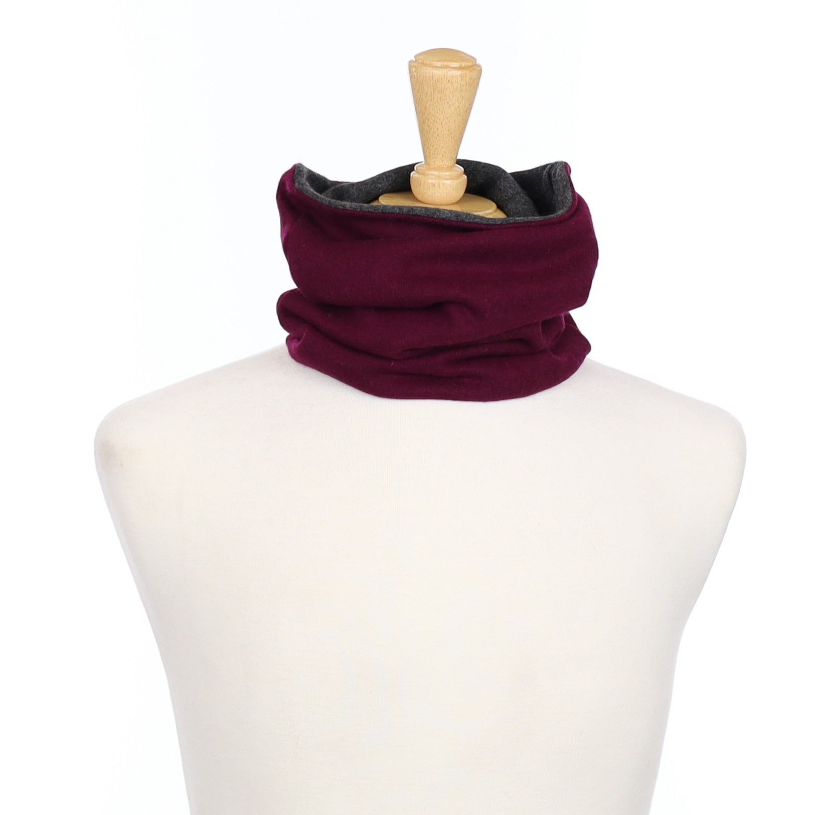 Aubergine and Charcoal Grey Luxury Double Layered Snood