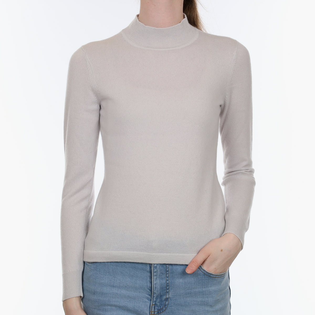 Ice Grey Cashmere Turtle Neck Jumper Extra Small