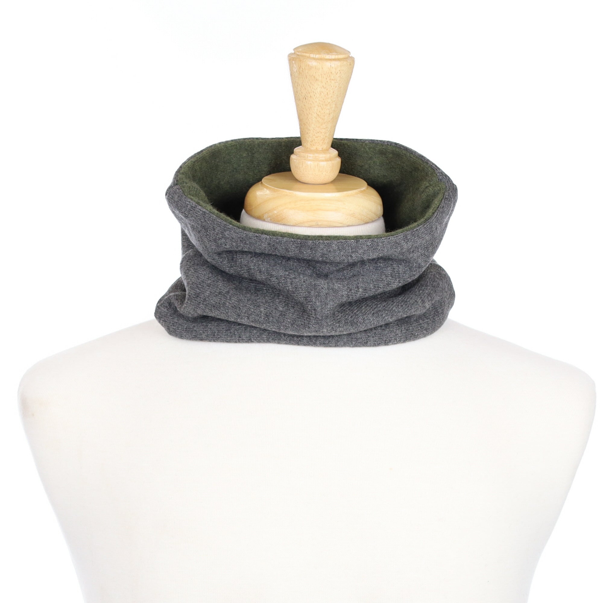 Grey and Moss Green Neck Warmer