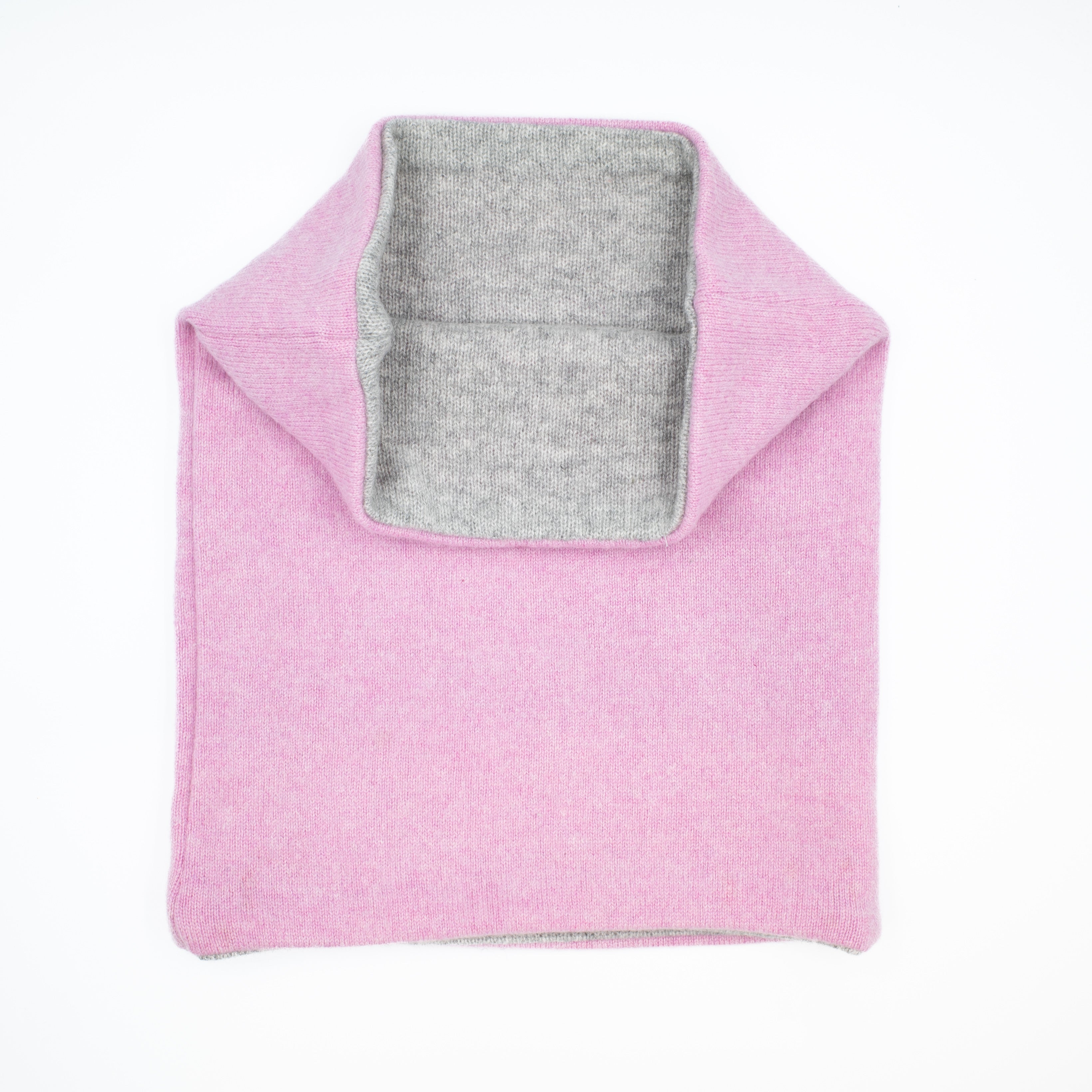 Loganberry Pink and Ash Grey Double Layered Snood