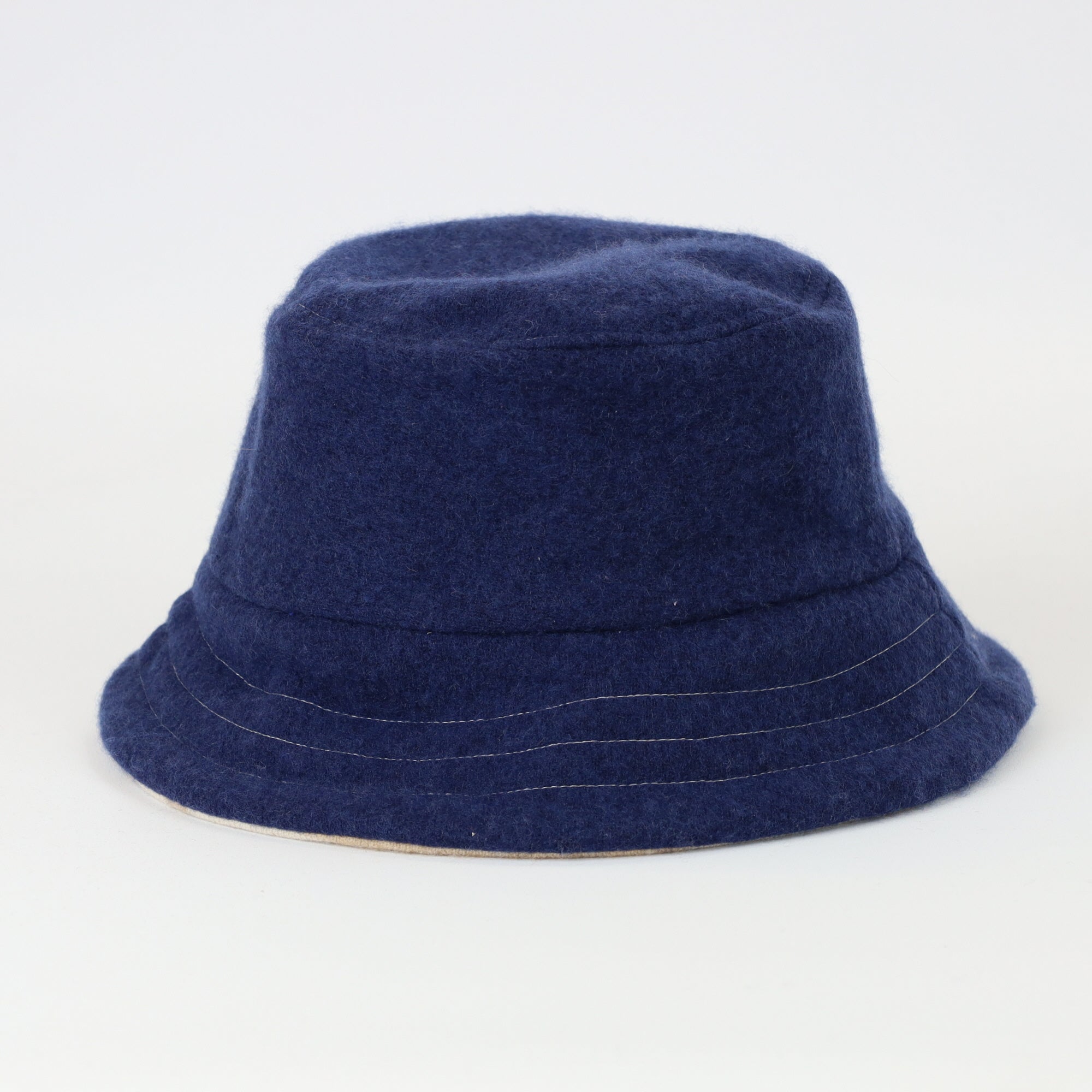 Navy Blue Reversible Cashmere Bucket Hat Large