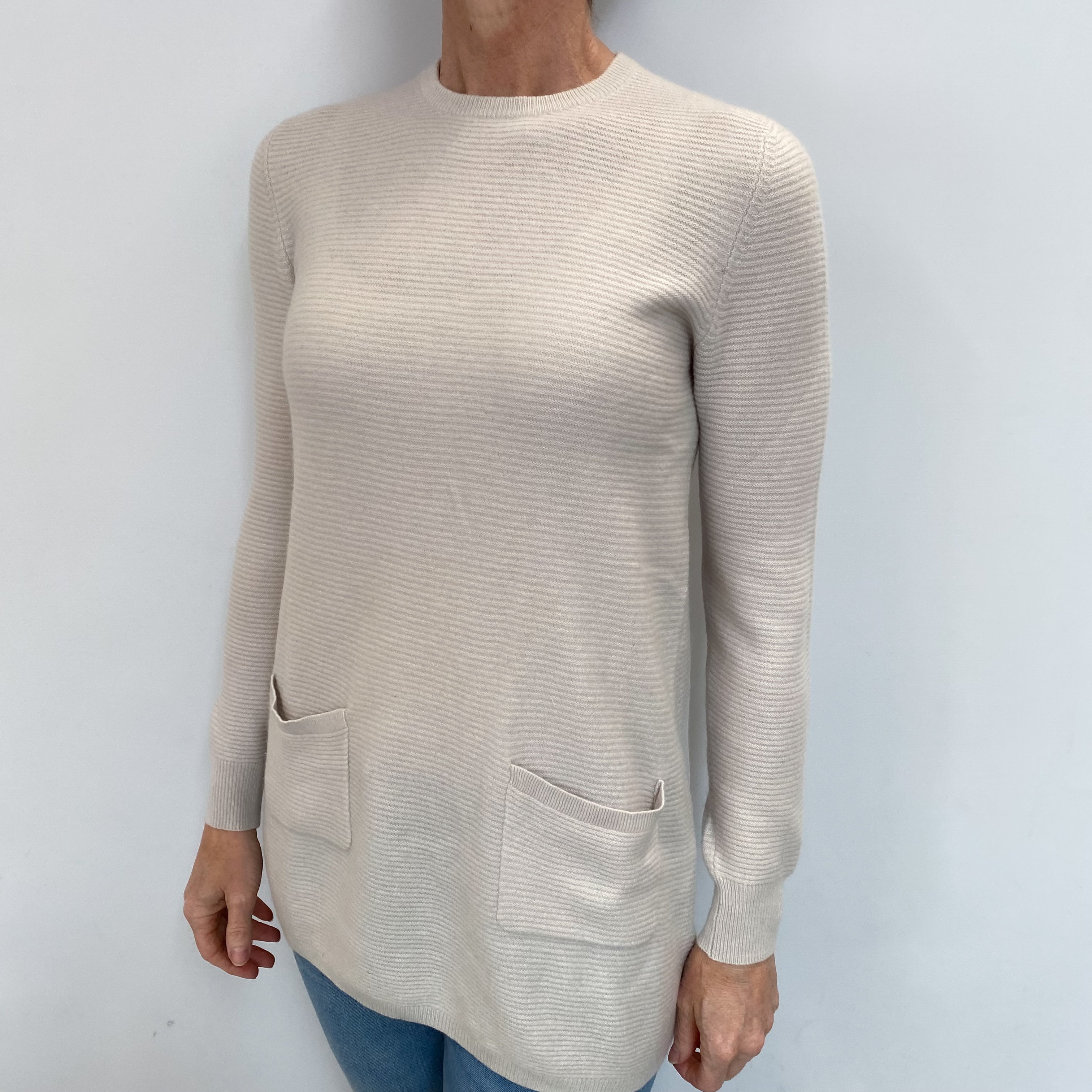 Dove Grey Cashmere Crew Neck Tunic Jumper Small