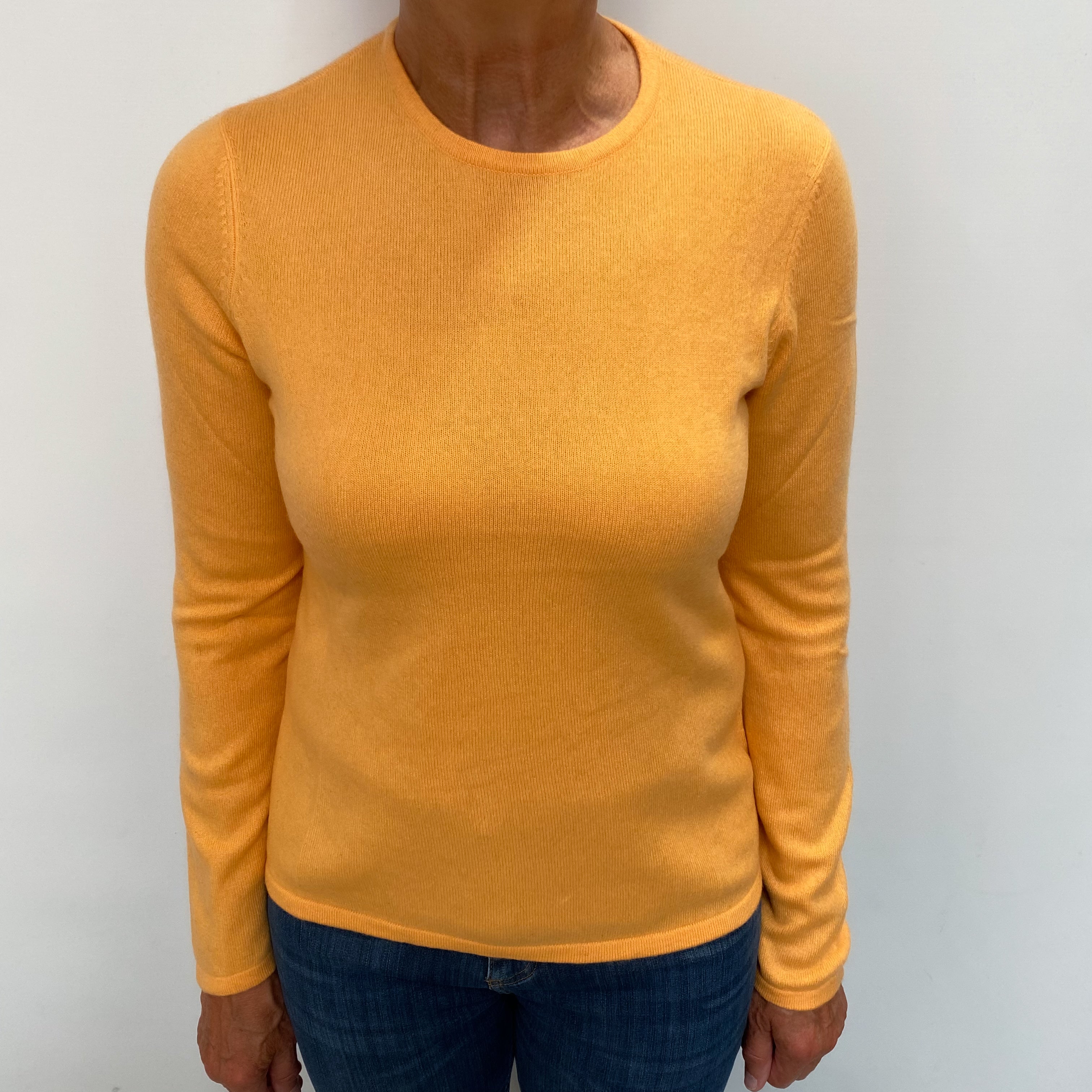Cantaloupe Orange Cashmere Crew Neck Jumper Medium